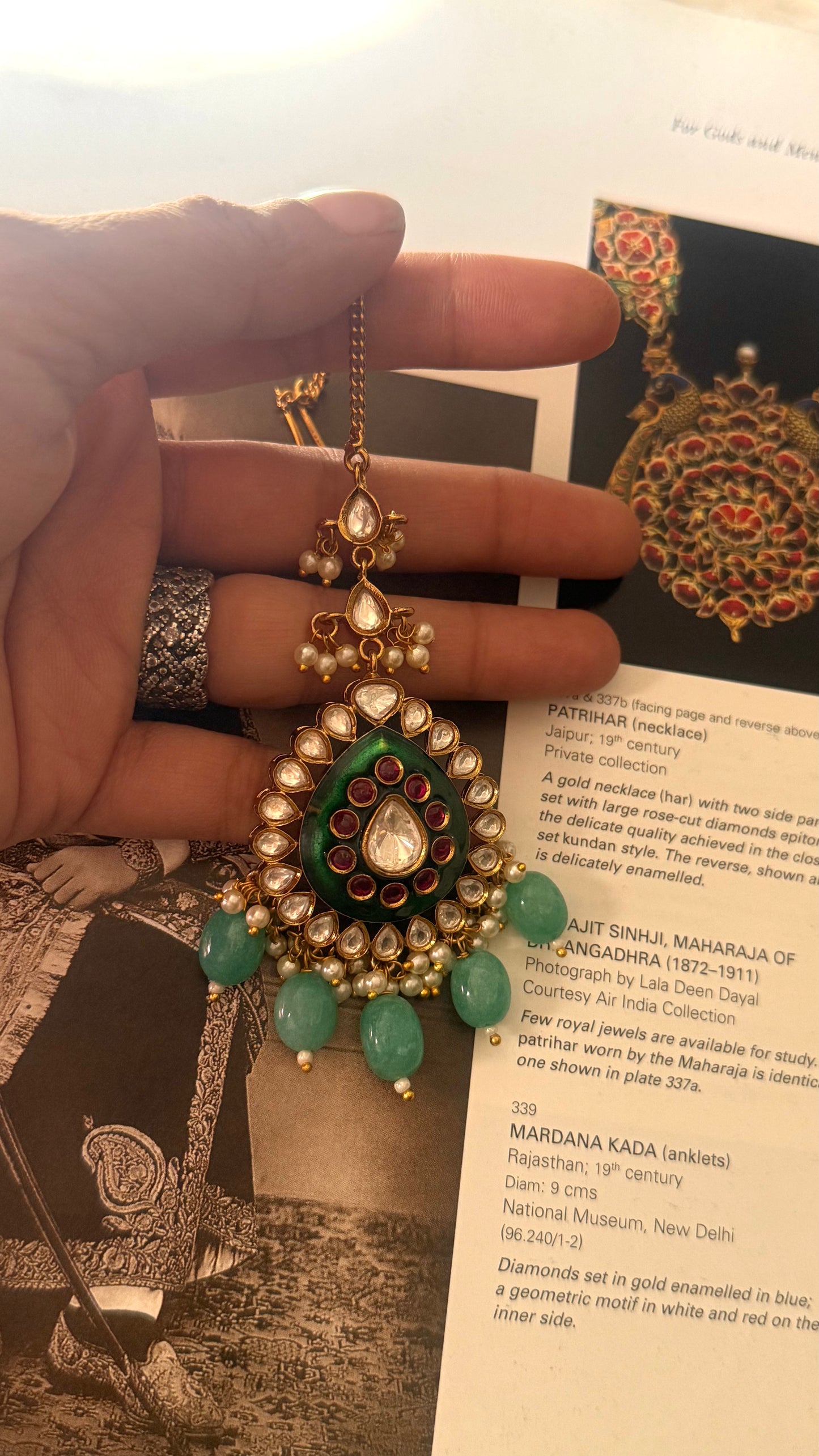 Emerald & ruby meenakari  maangtika