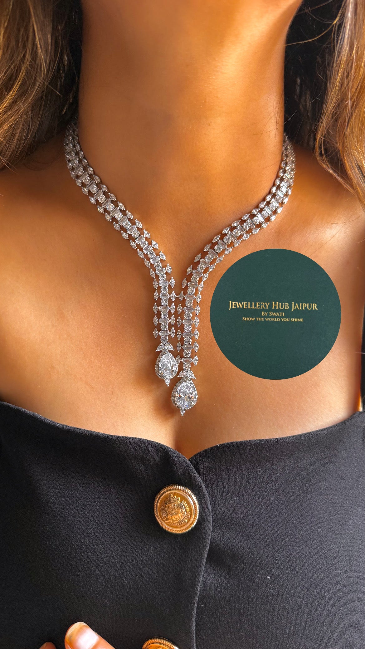 Cz diamond cocktail collar set