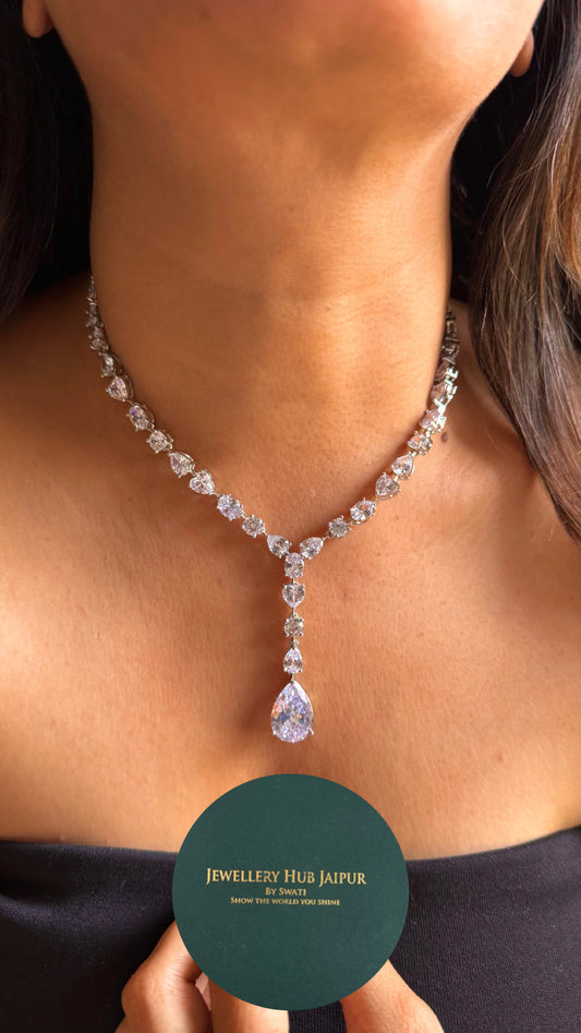 Cz celeste diamond cocktail Necklace