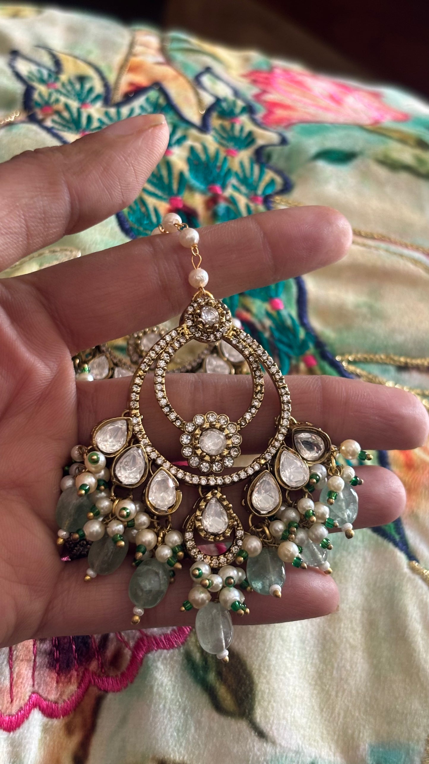 Mint Chandbali strawberry earrings