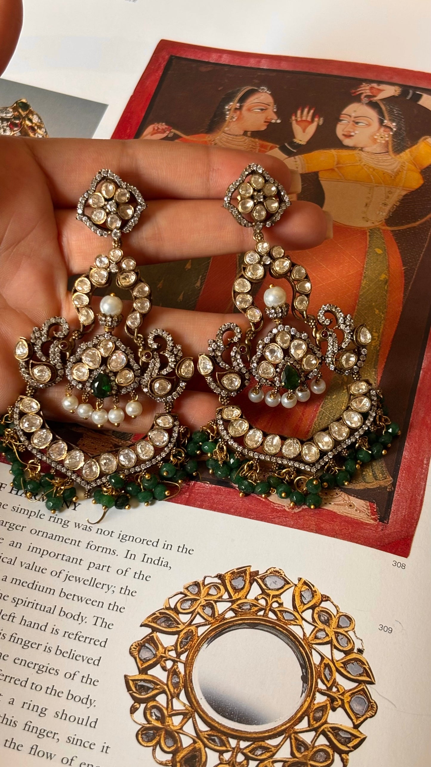 Emerald drops with pearl detailing Earrings