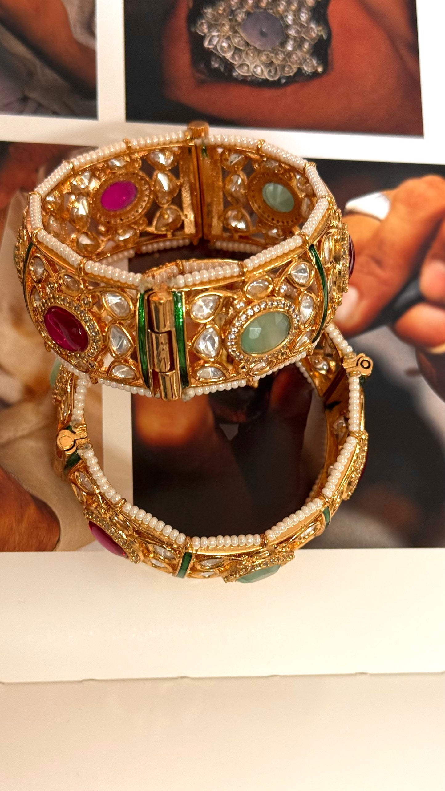 Mint & ruby openable bangle
