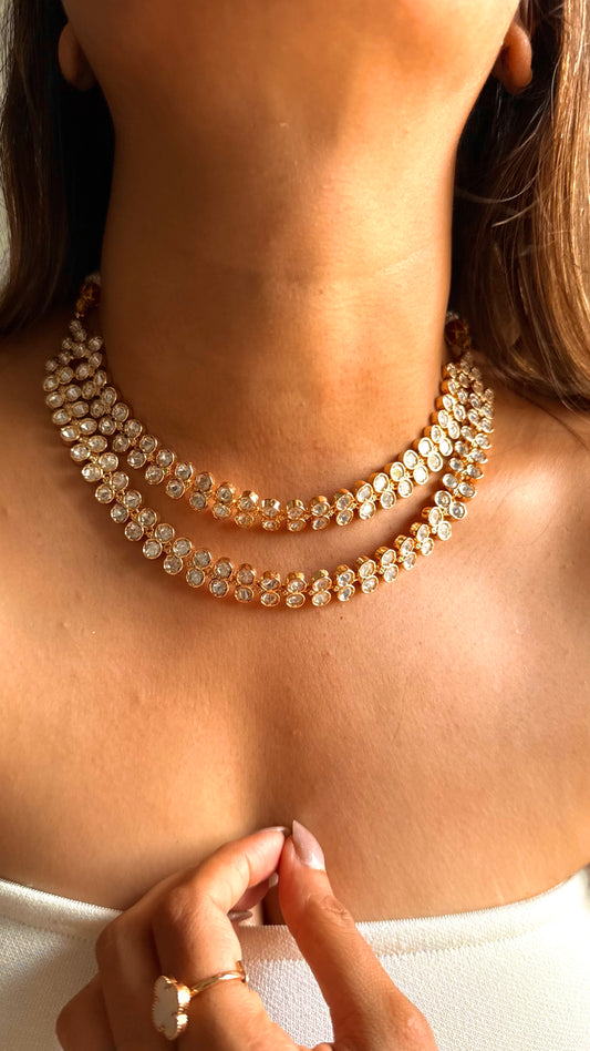 Moissanite double layer collar set