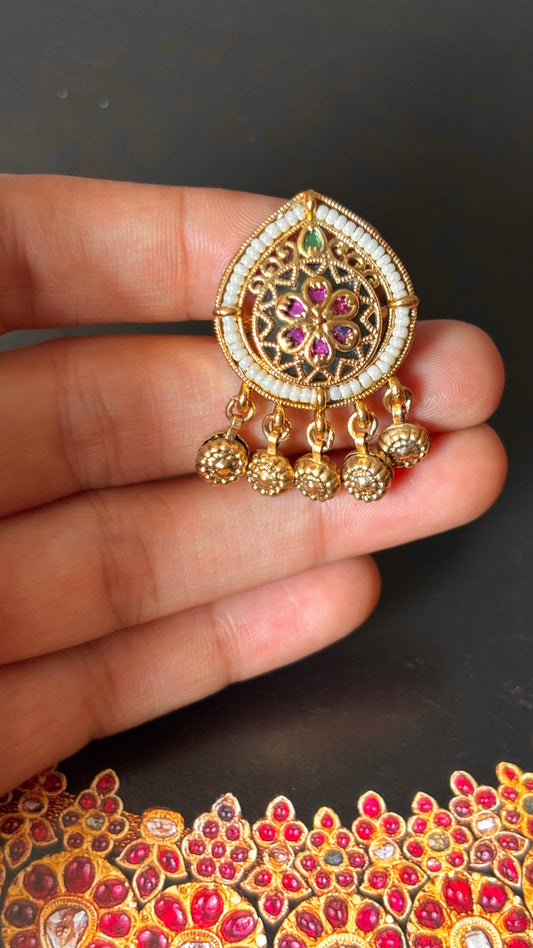Rani pink floral nakashi stone adjustable ring
