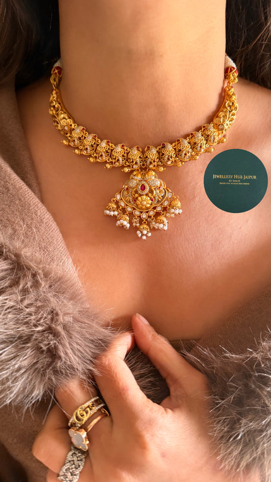 heritage gold polki necklace