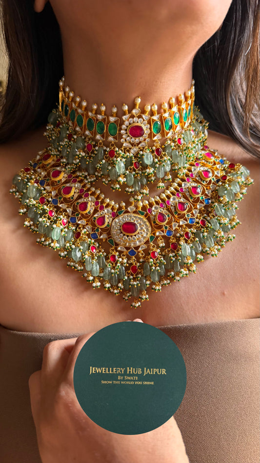Paachi kundan bridal asia handmade nakashi combo Necklace