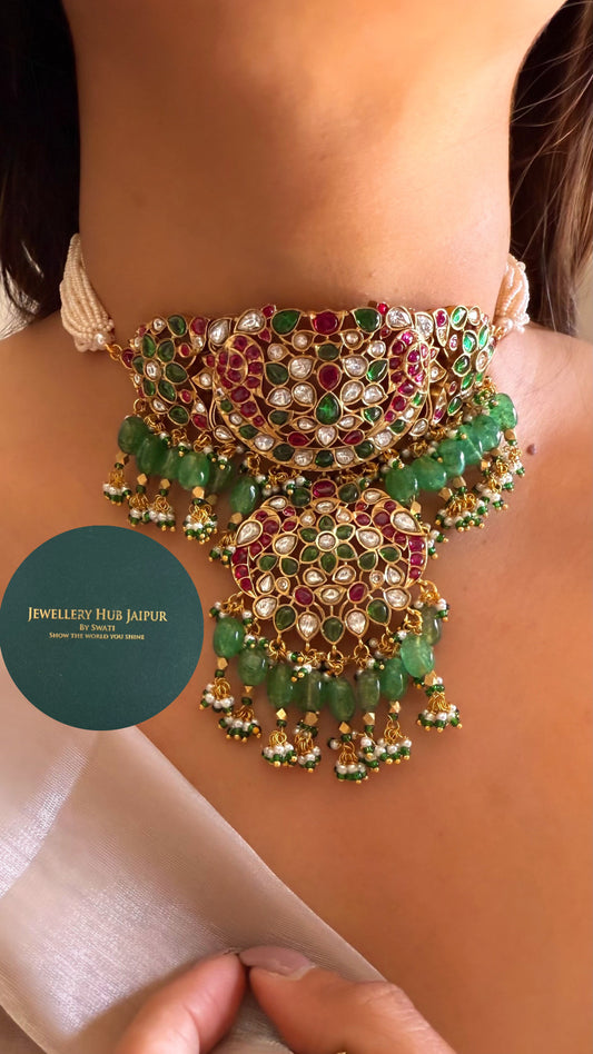 Sabyasachi inspired Vira mint & ruby polki choker