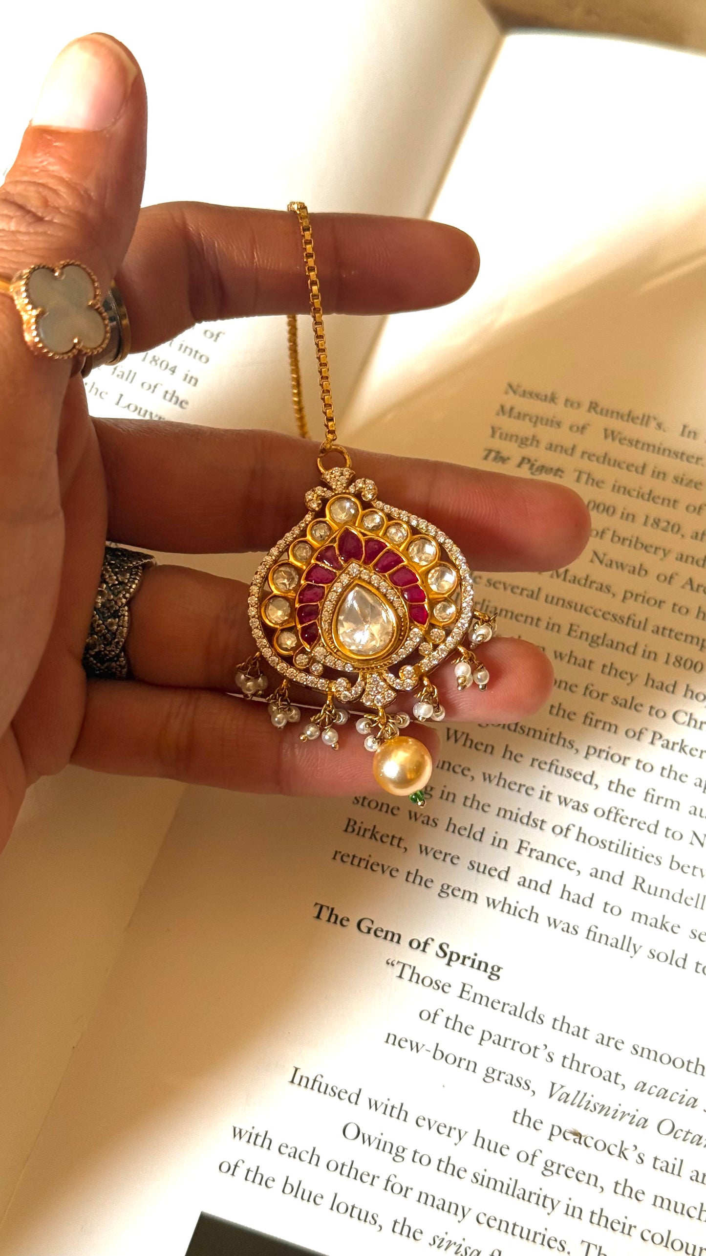 Ruby real moissanite maangtika