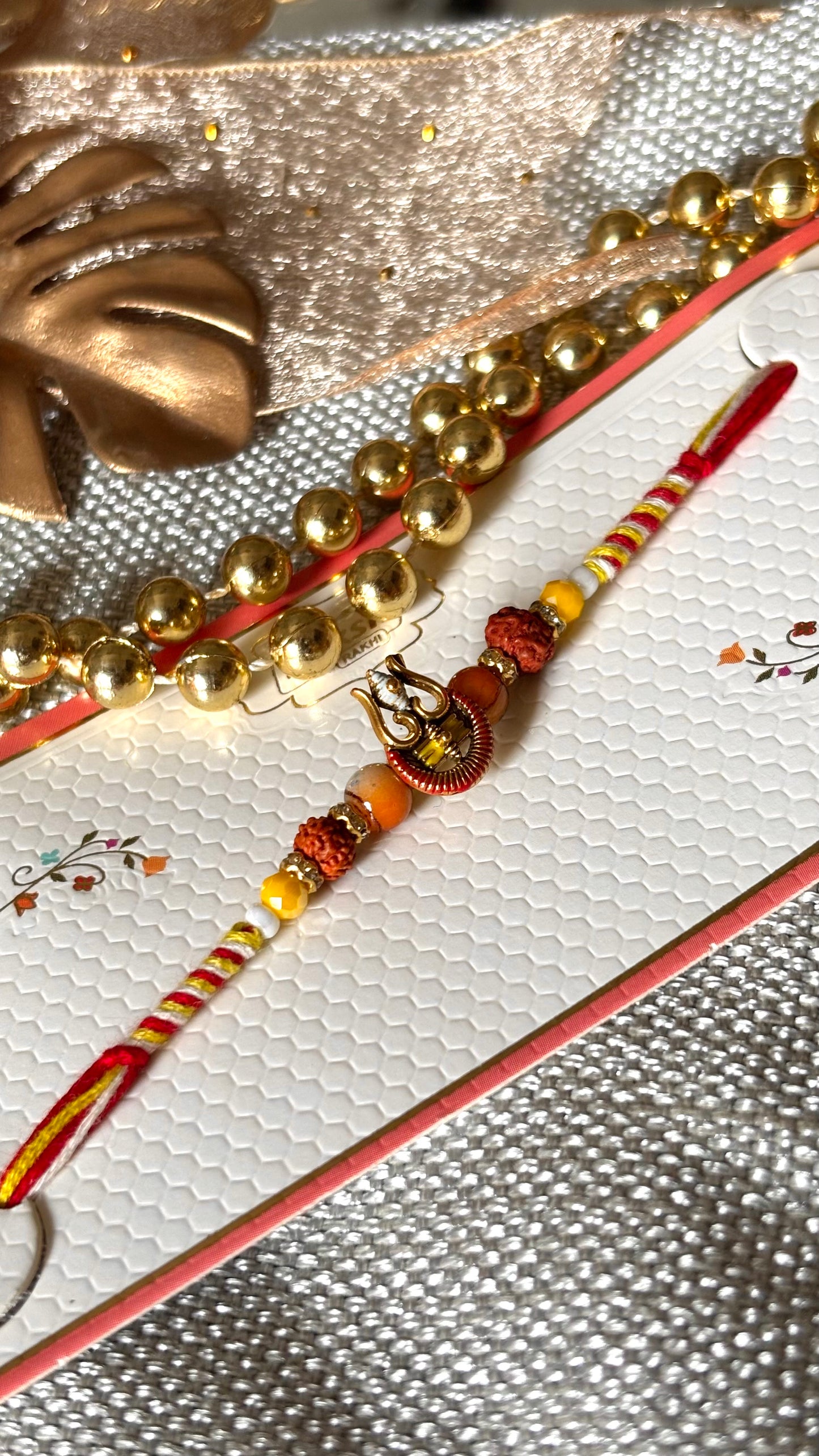 Shiva inspired Rudraksh Rakhi (red) ( shipping will be extra )