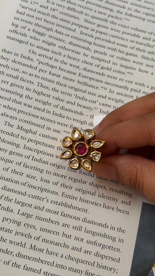 ruby polki floral ring