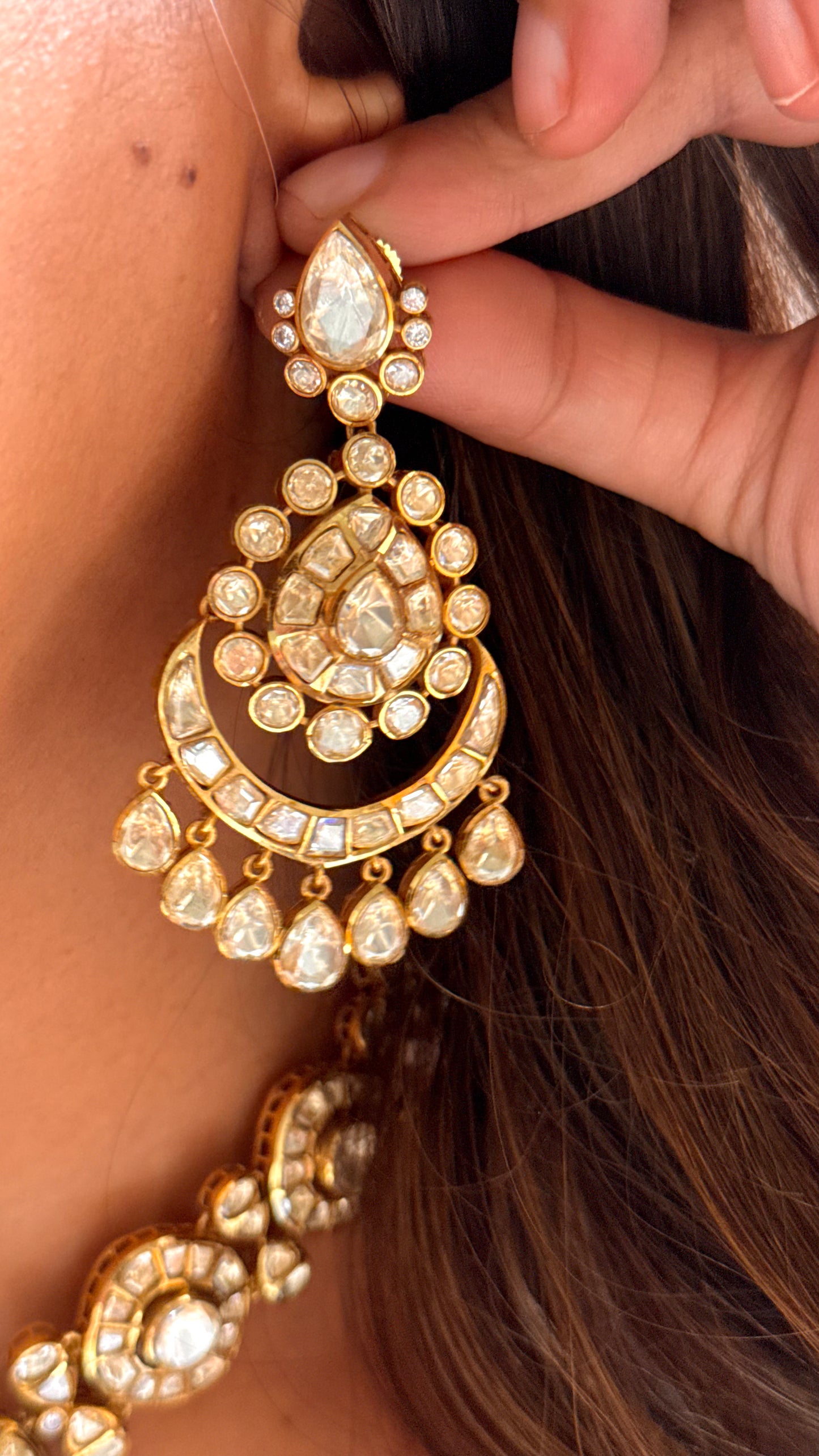 Peeli Polki Floral chandbali designer Necklace