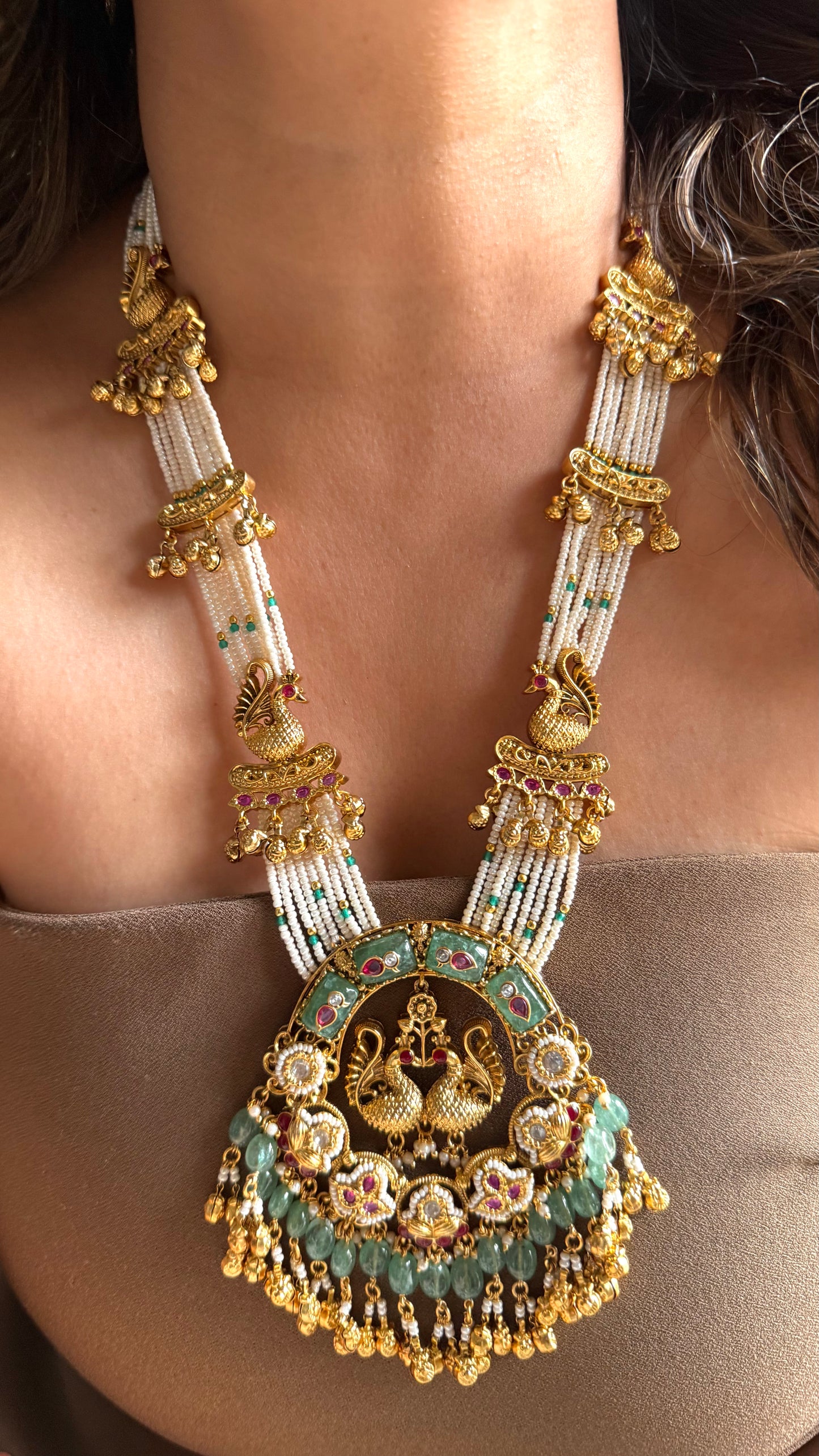 Peacock inspired heritage rani haar