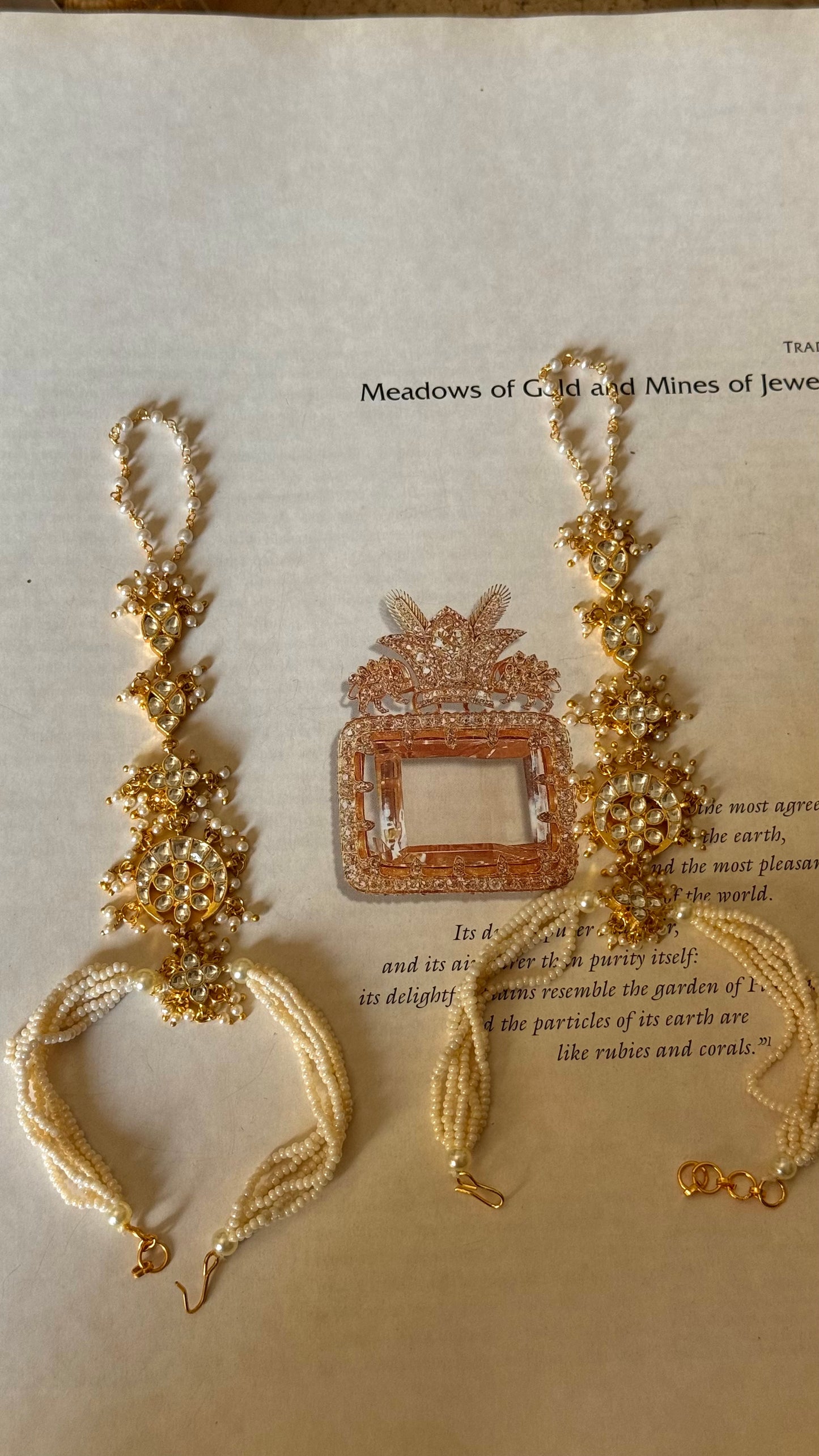 Gold plated paachi Kundan hathphool