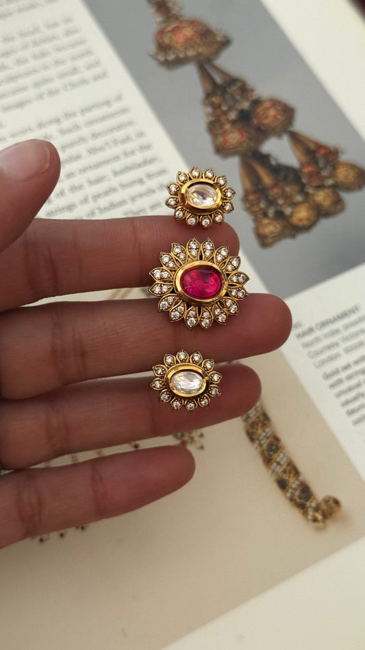 Rani pink ruby double finger ring