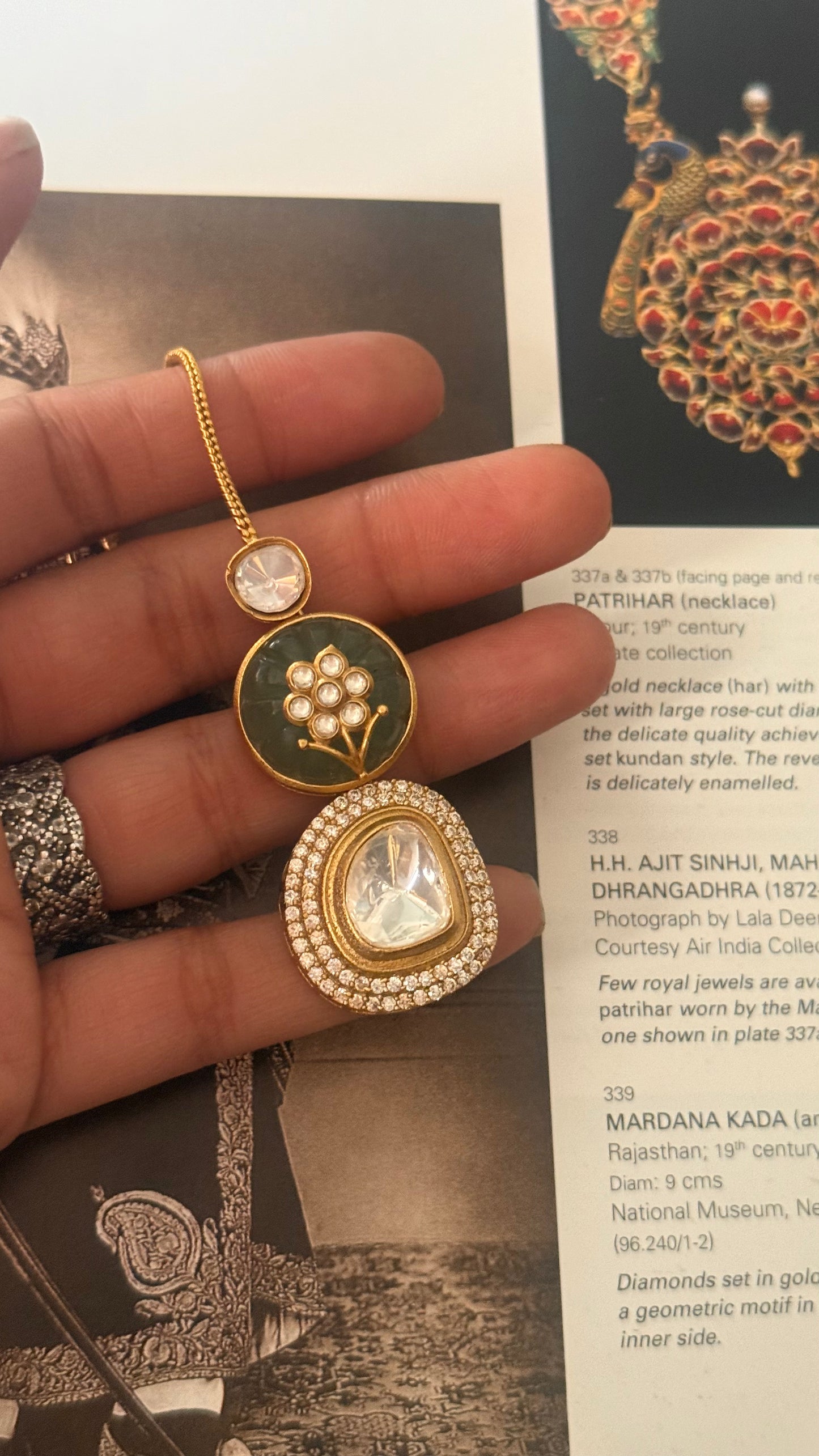 MInt inlay uncut polki maangtika