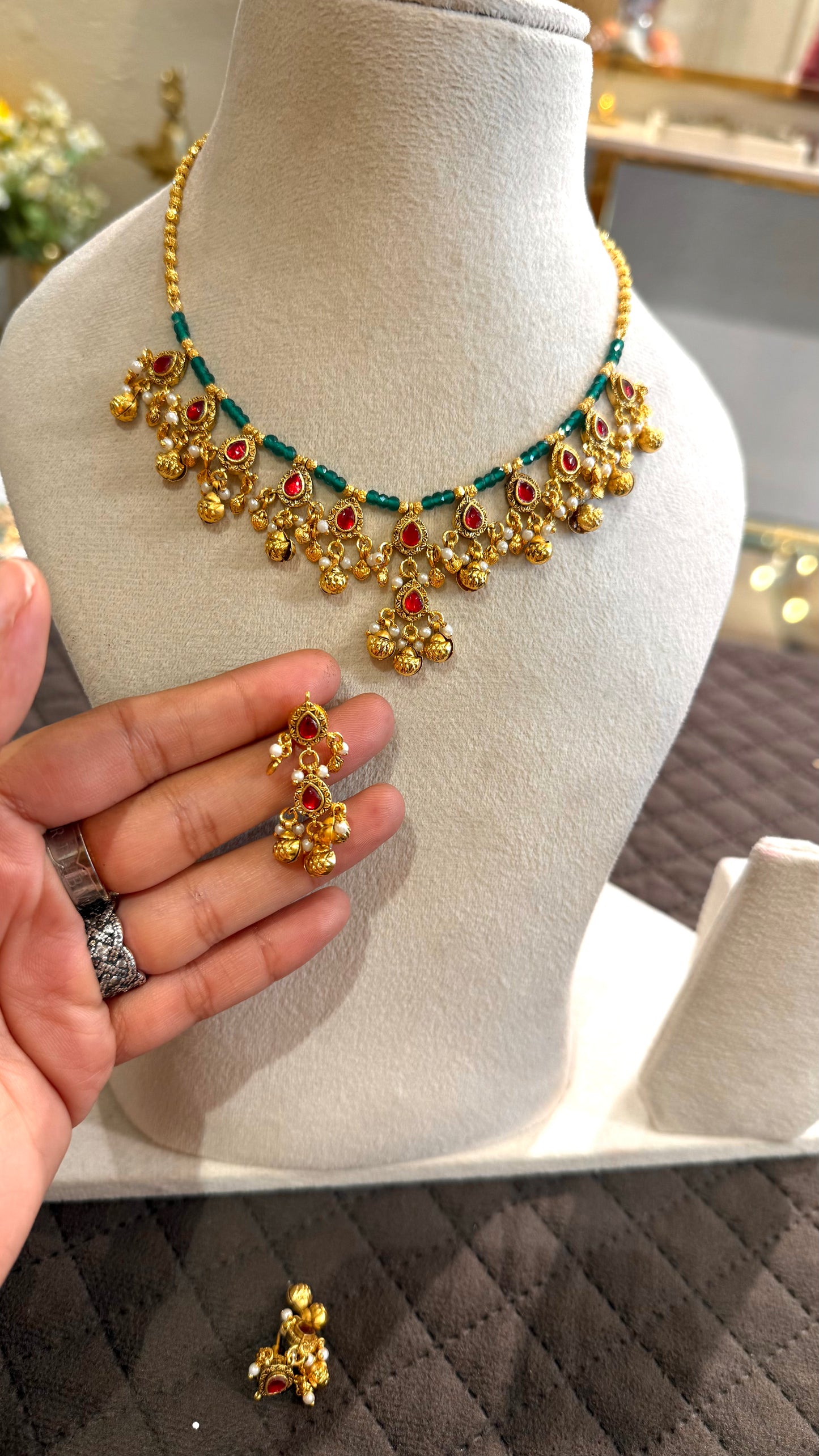 Minimalist Emerald & Ruby Necklace