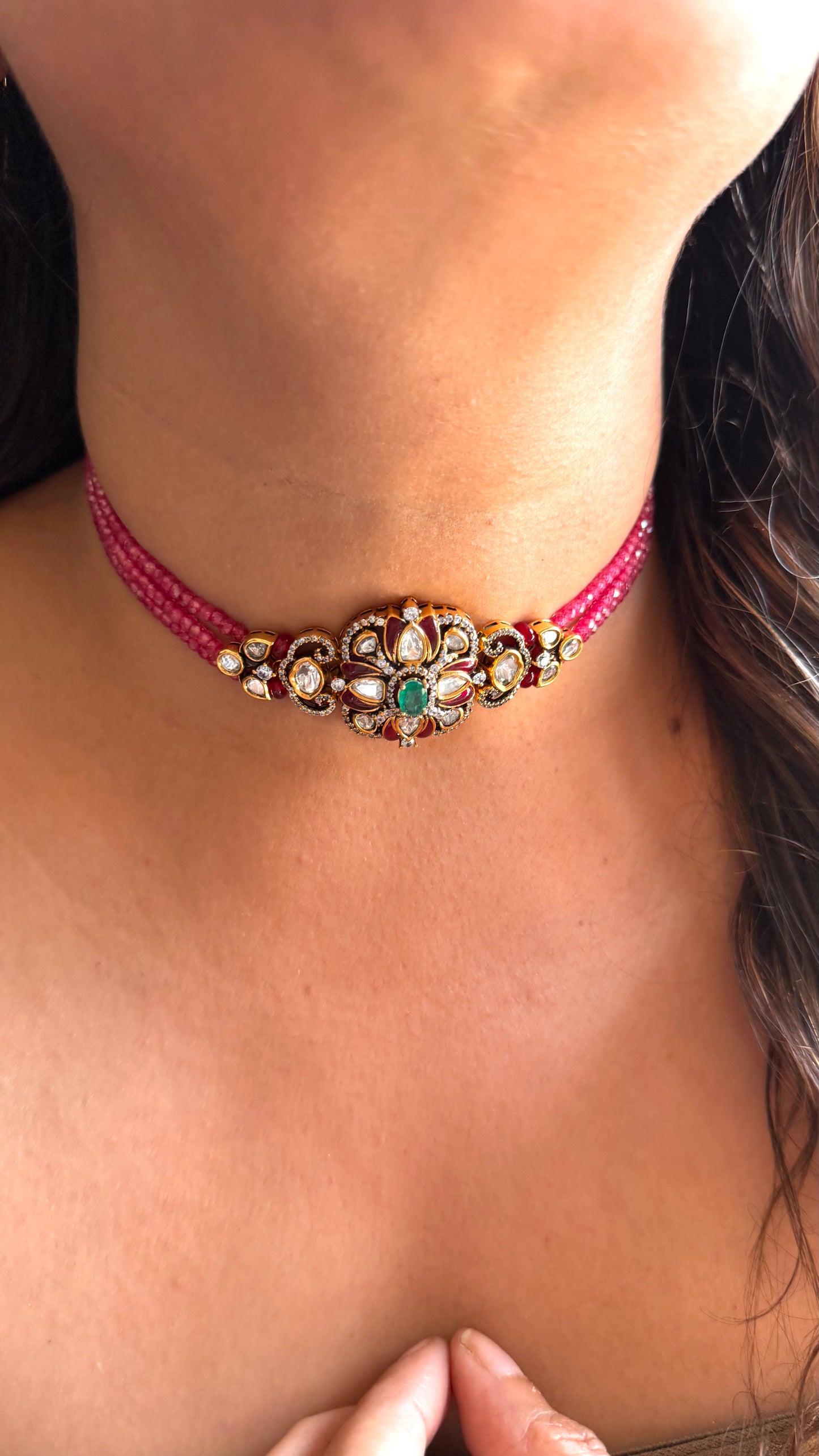 Mint & Ruby minimalist moissanite choker