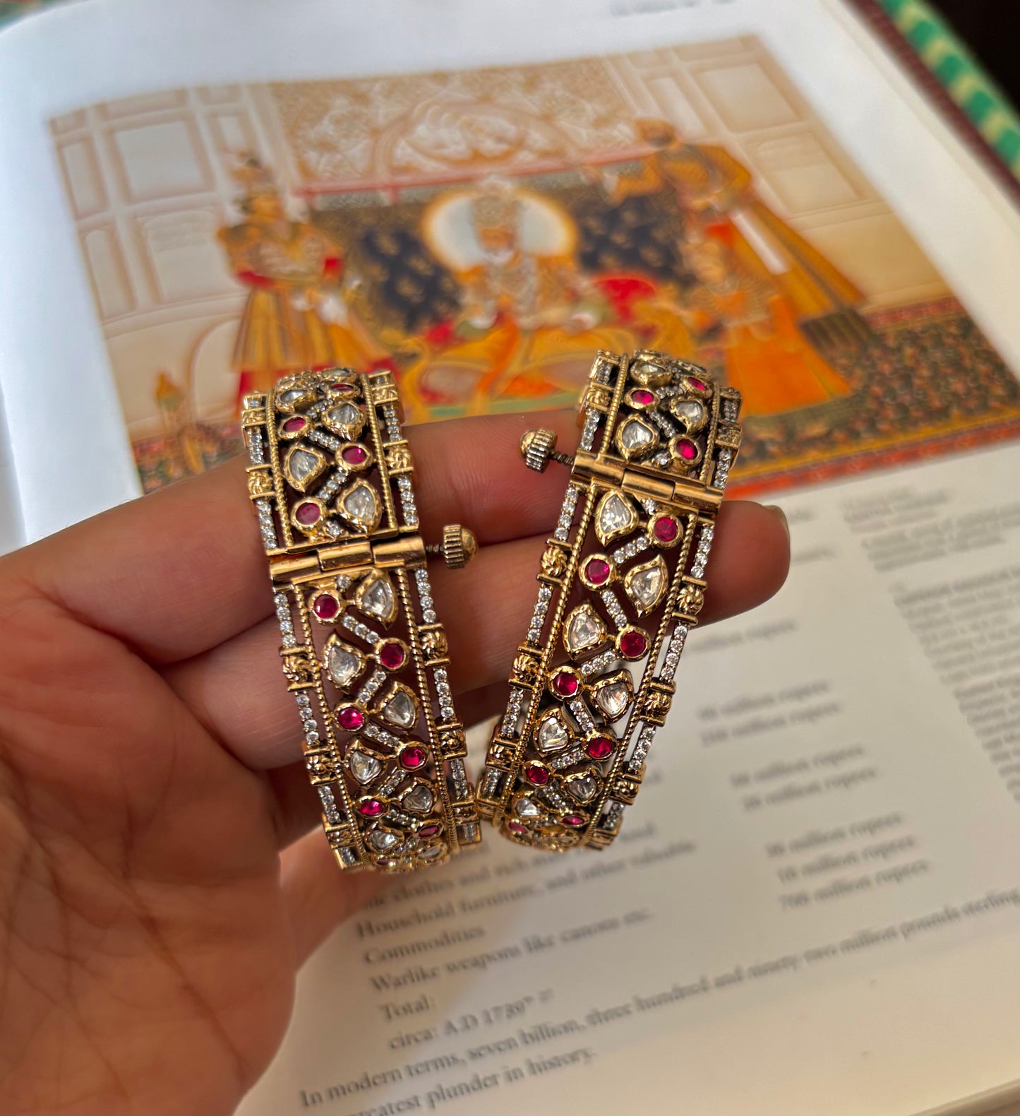 Ruby real moissanite victorian bangles