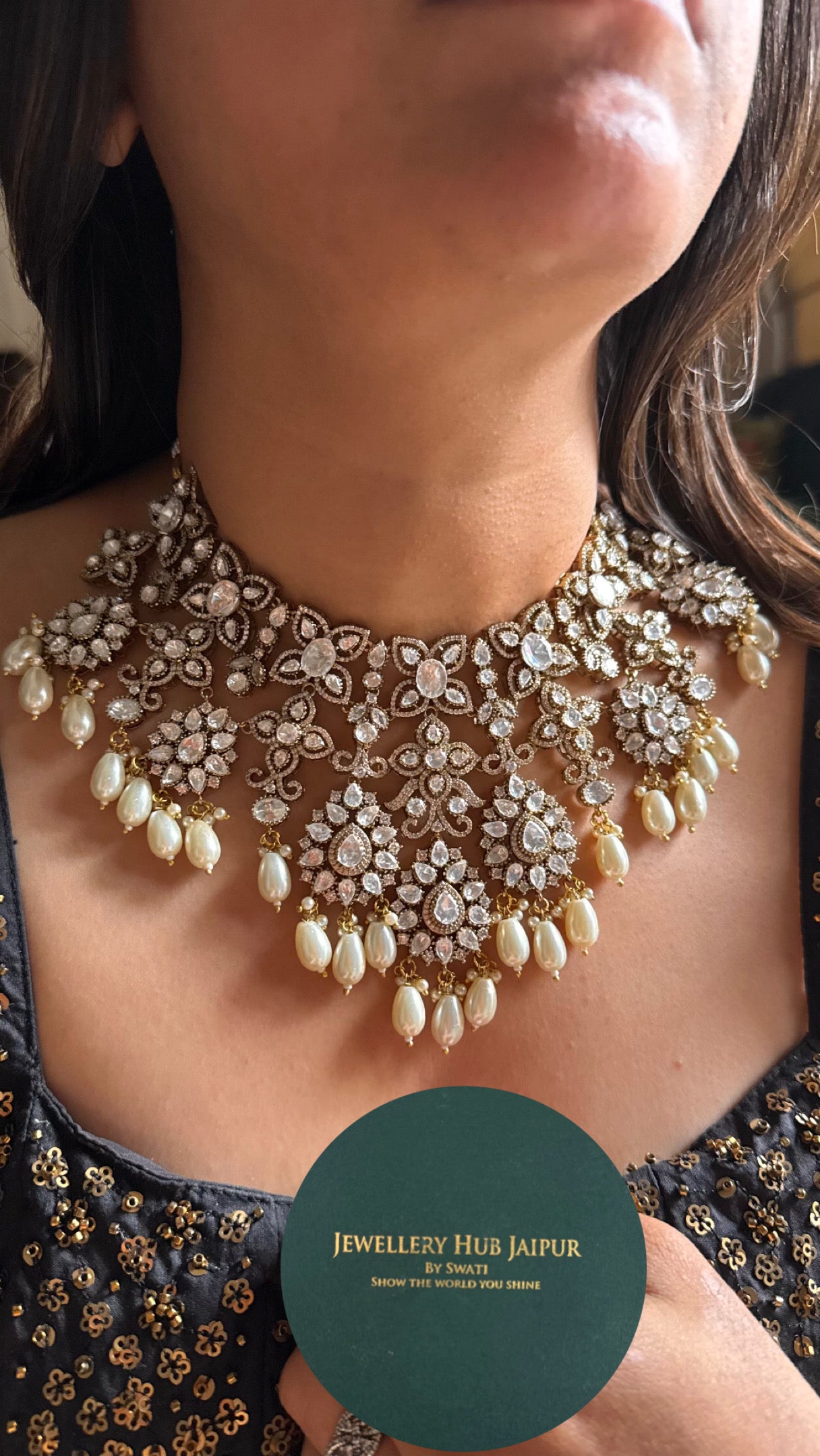 Cz diamond with strawberry drops Necklace