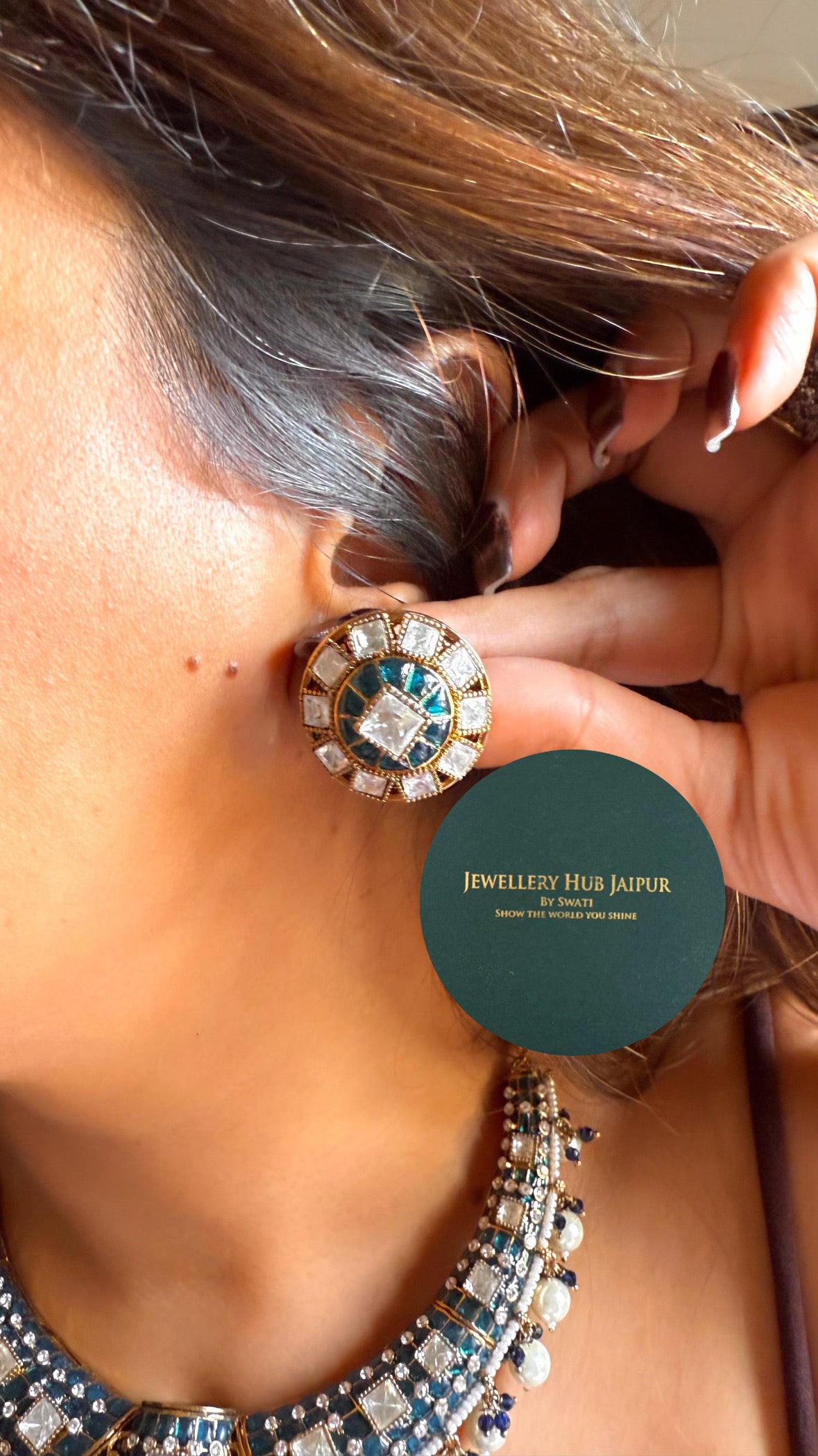 Sapphire katdana moissanite with pearl drop Hasli