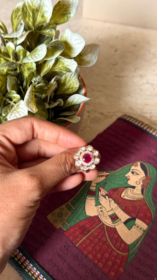 Rani pink floral openable ring