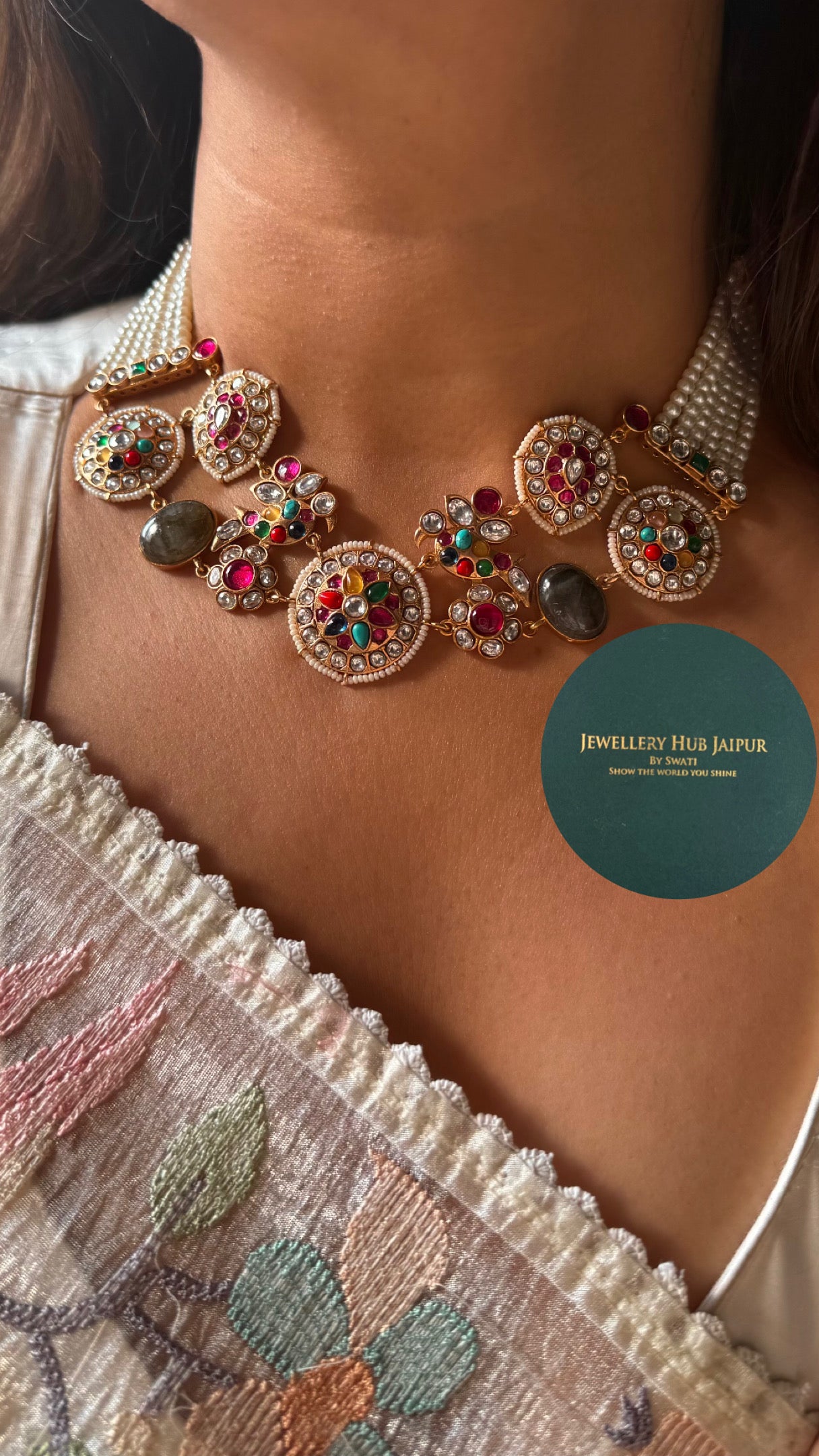 Granite Amrapali Navratna pearl set