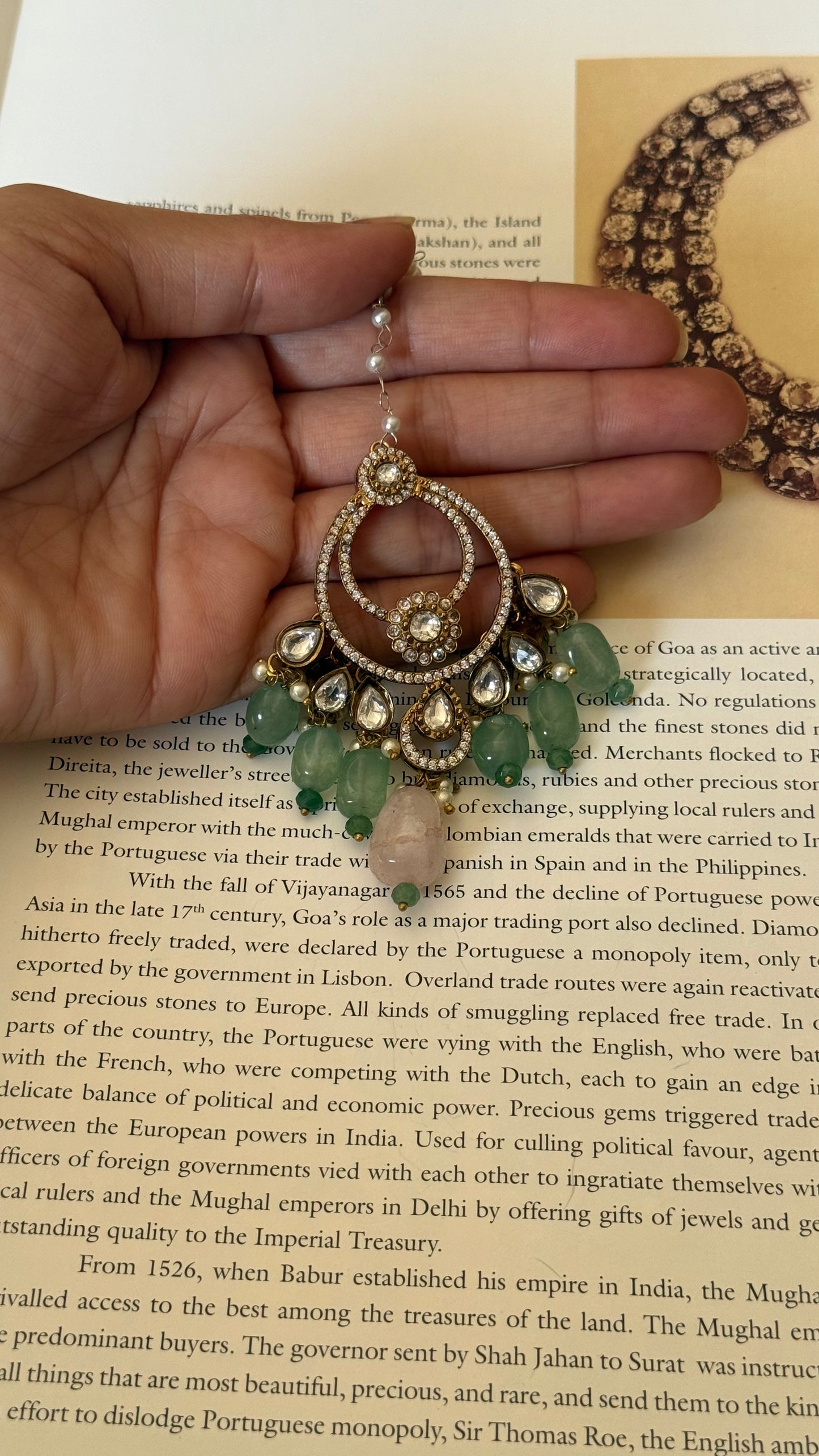 Emerald drop polki maangtika