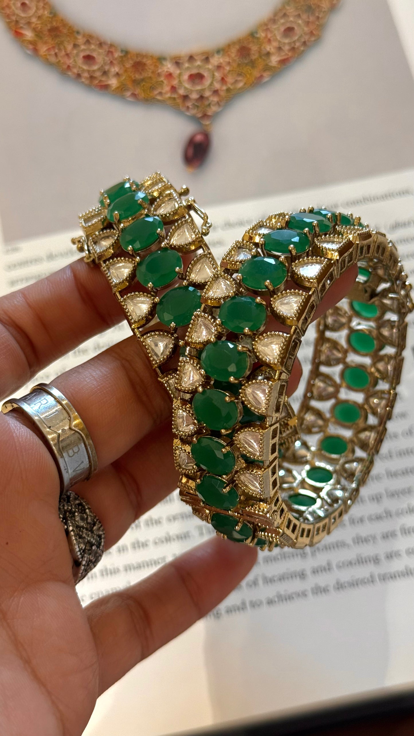 Emerald Victorian real Moissanite bangles