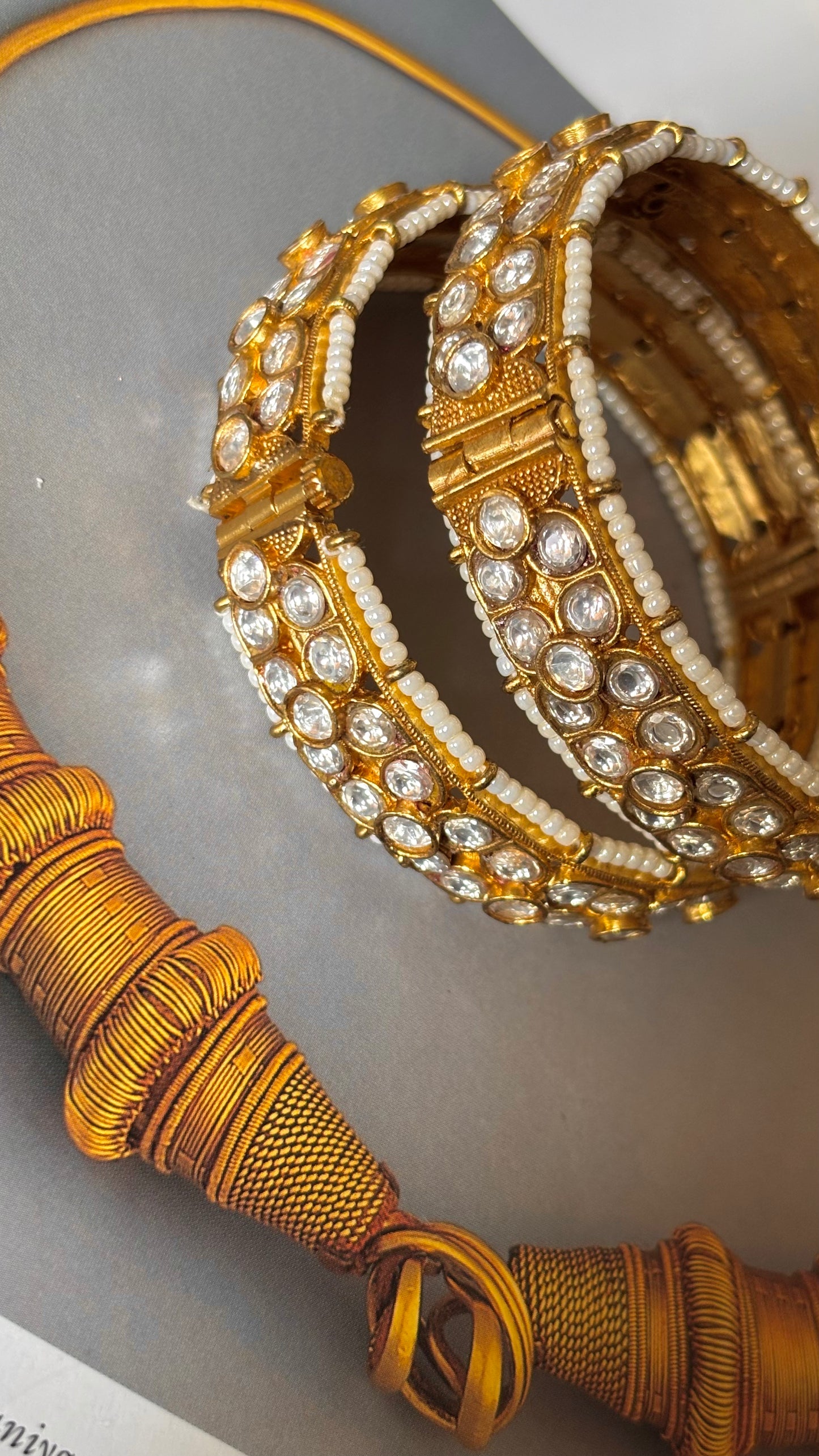 Real moissanite gold polki bangles