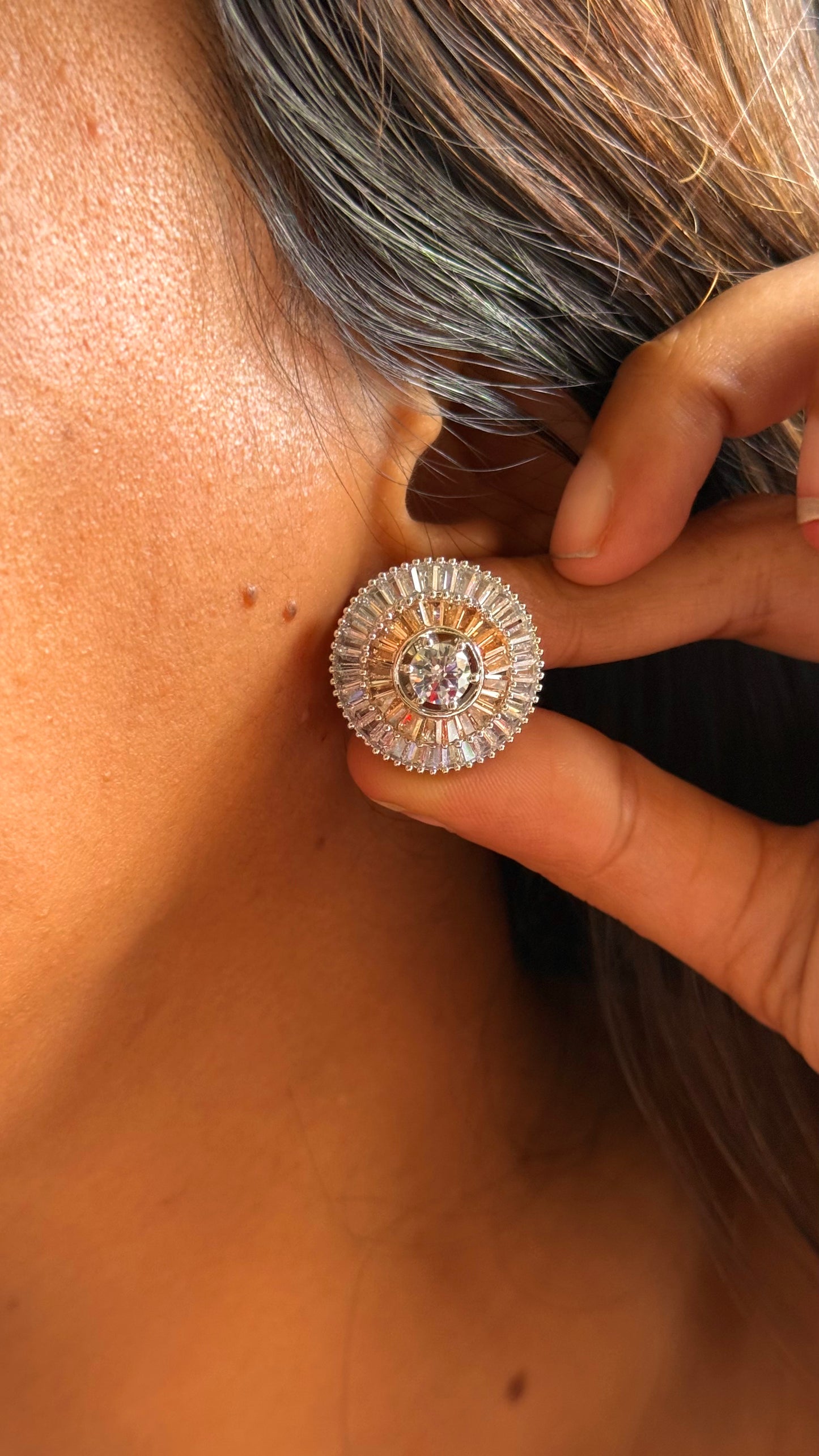Tangerine diamond studs