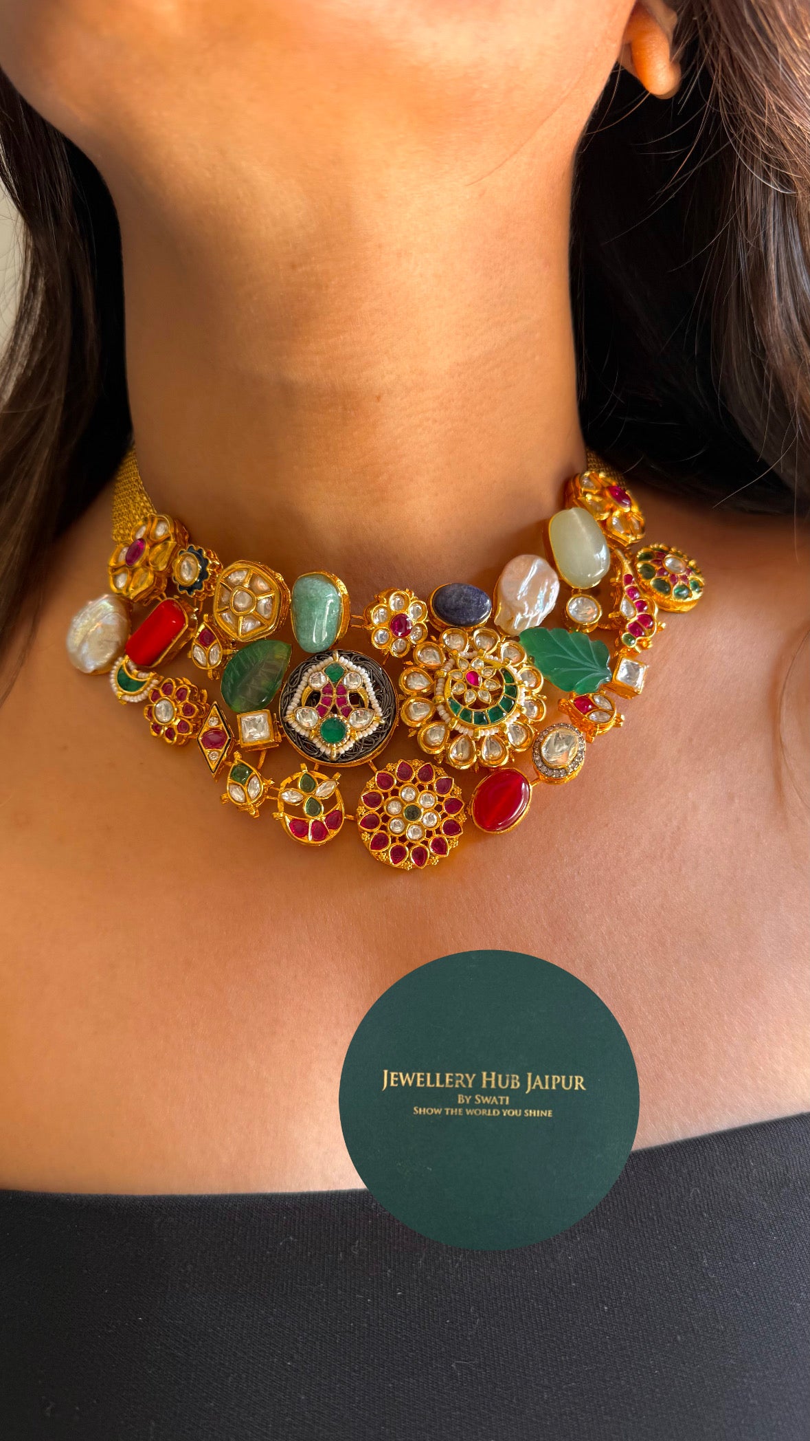 Sabyasachi inspired multicoloured gold necklace