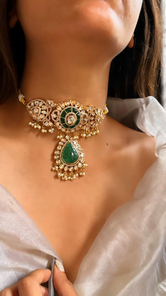Moissanite emerald choker