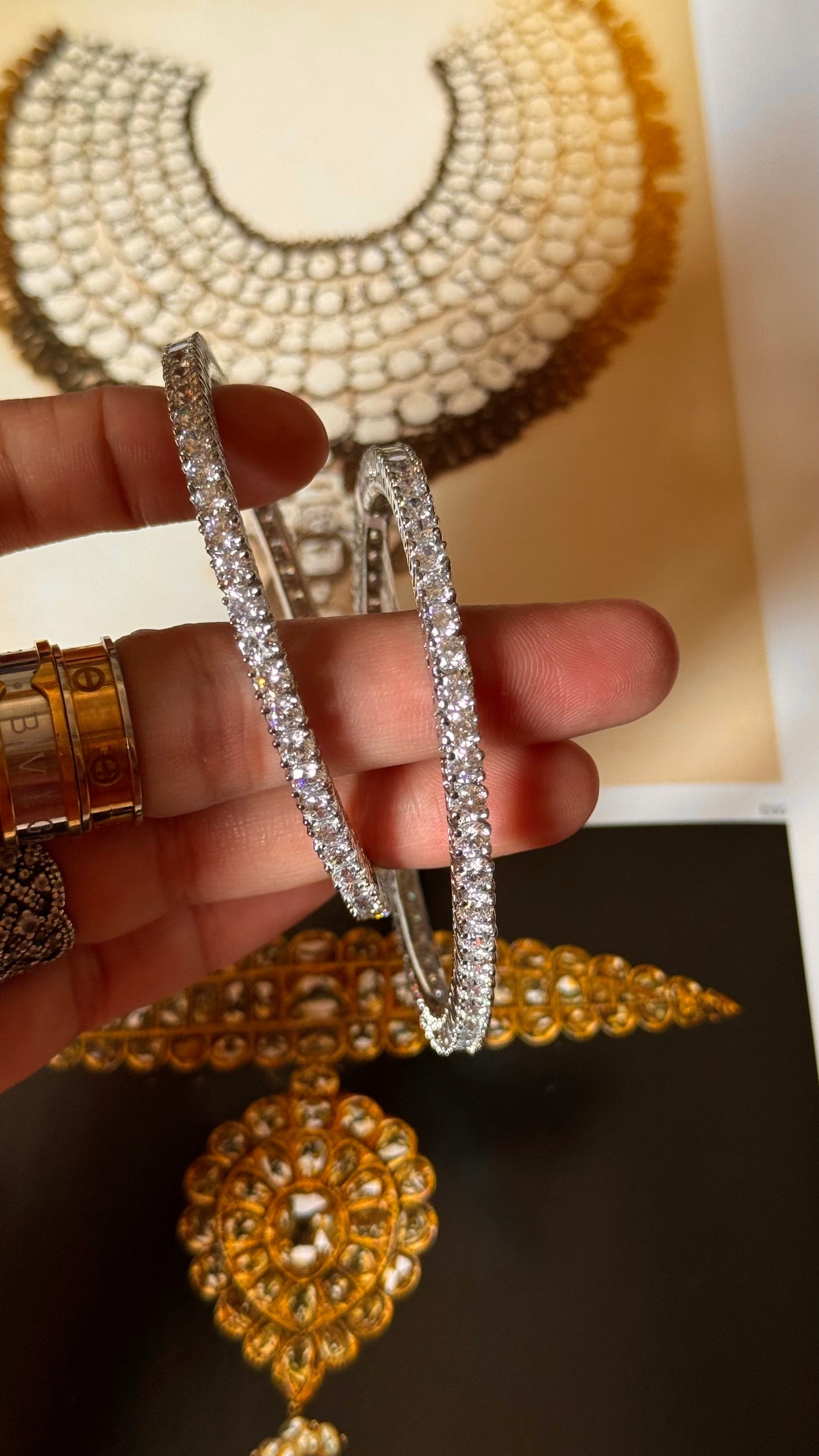 Single line diamond bangles