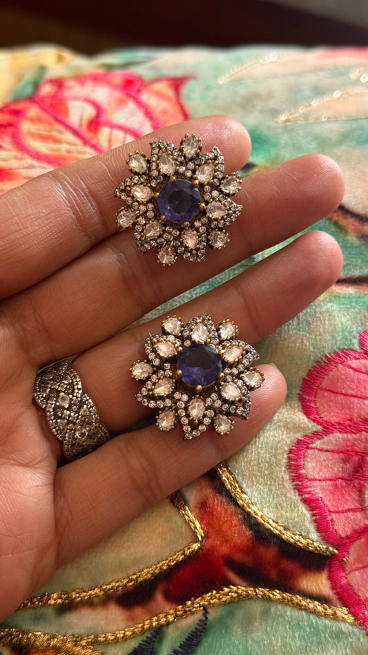 Tanzanite victorian studs