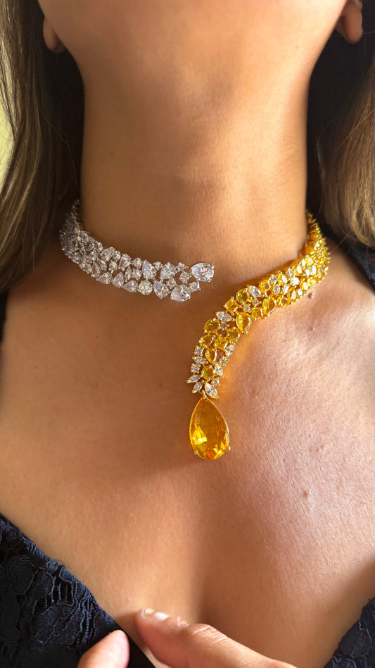 Ojasvi Topaz doublet designer necklace