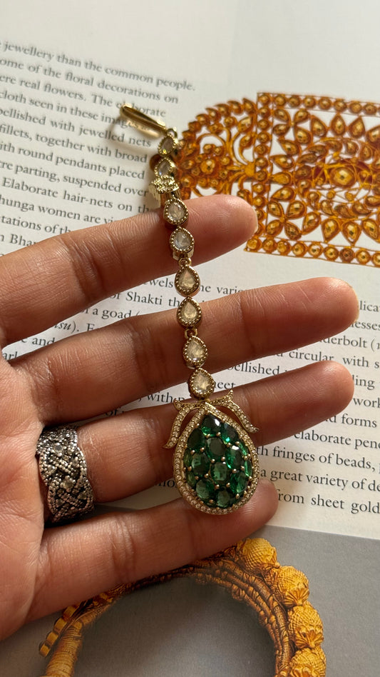 Emerald Victorian baby maangtikka