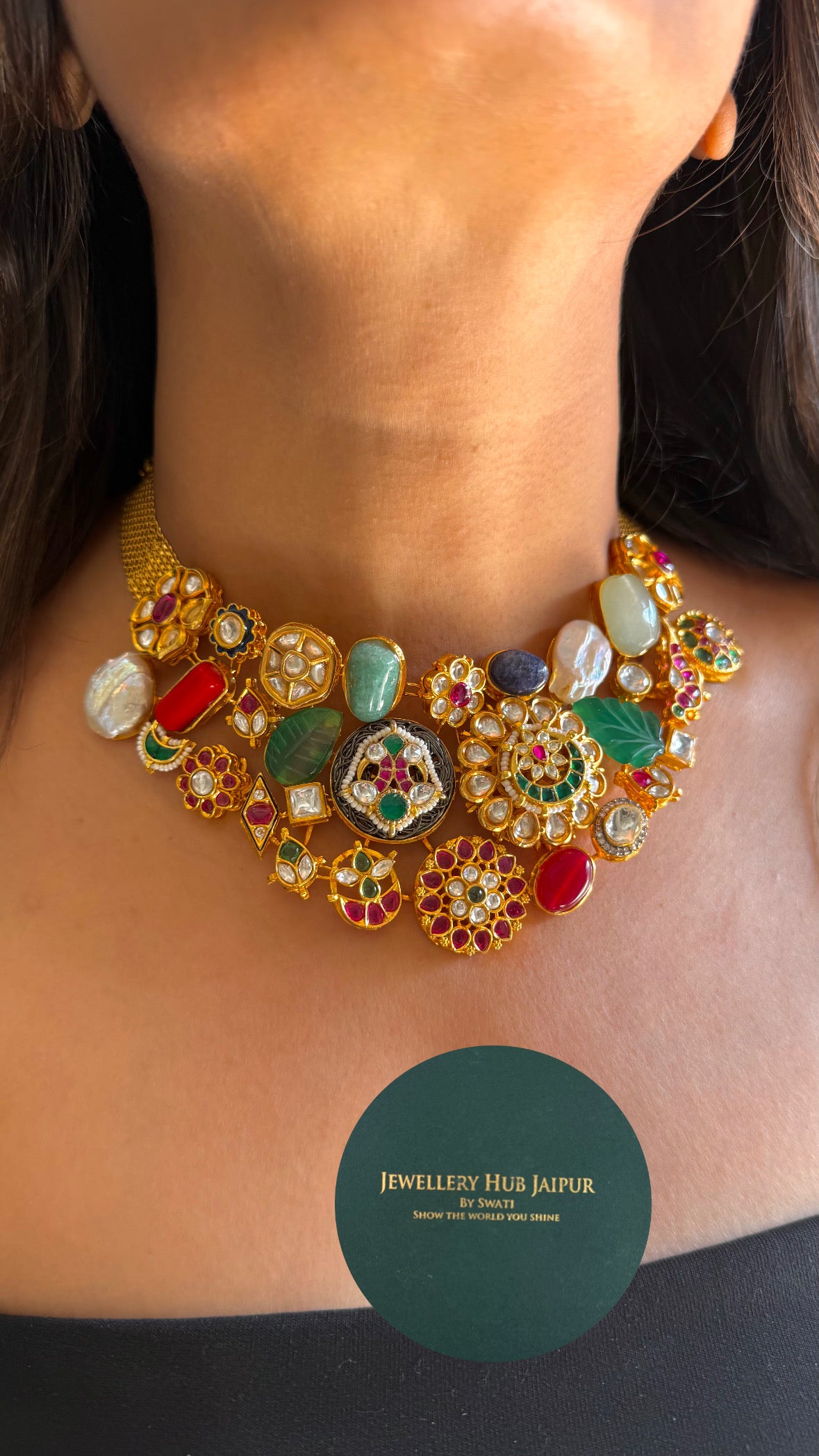 Sabyasachi inspired multicoloured gold necklace