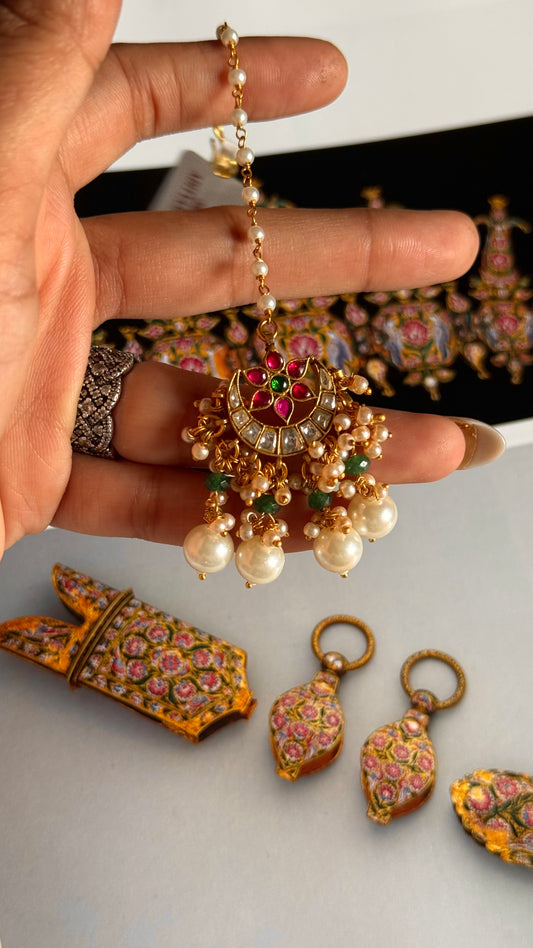 Paachi  m not Rani pink floral royal maangtika