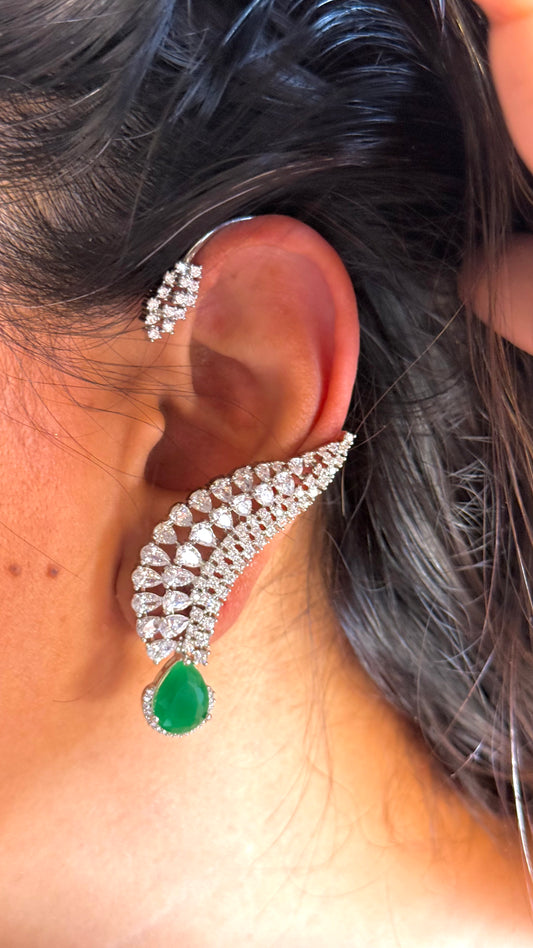 Emerald Cz diamond ear cuff