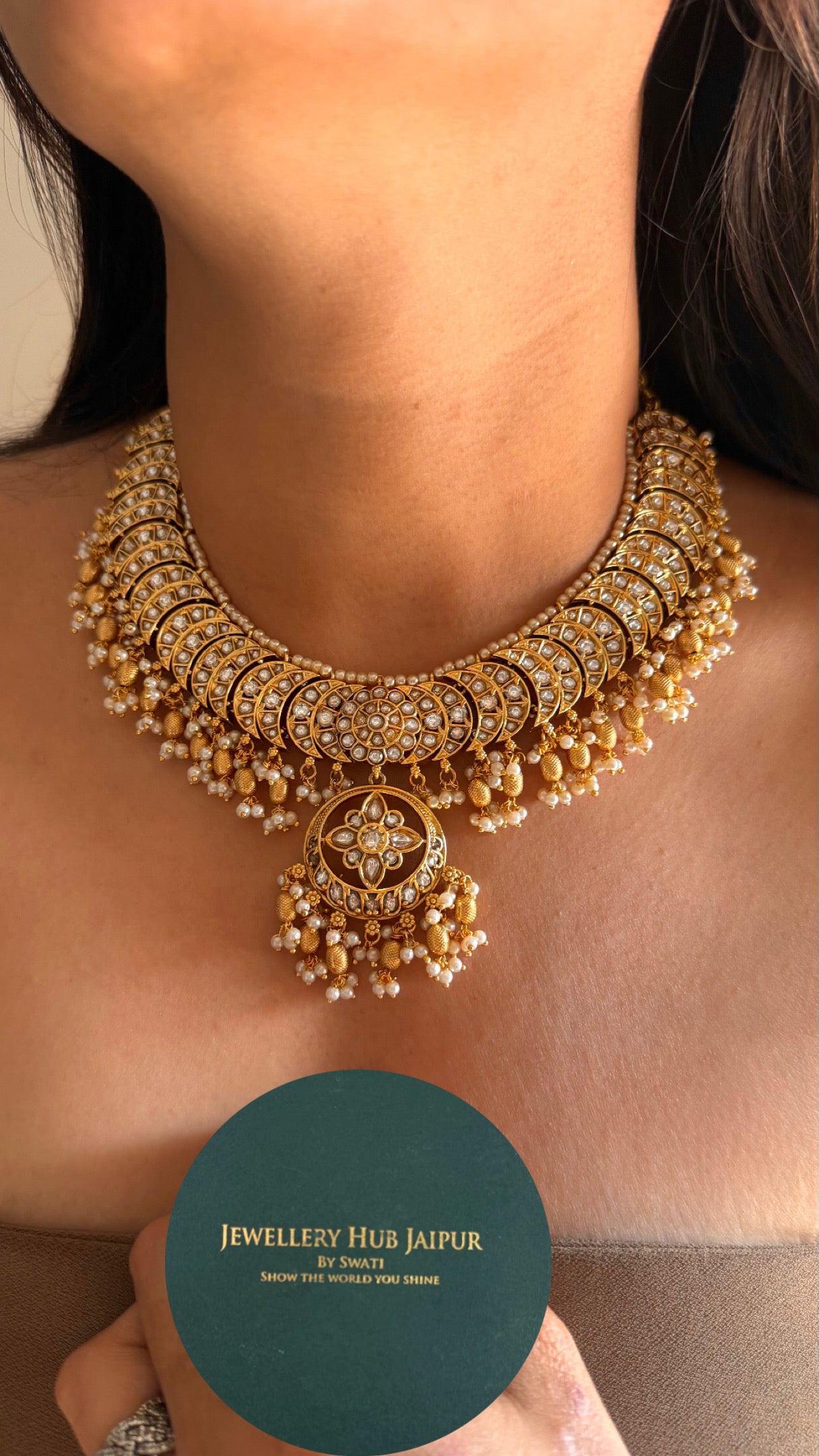 White polki Takkar work collar Necklace