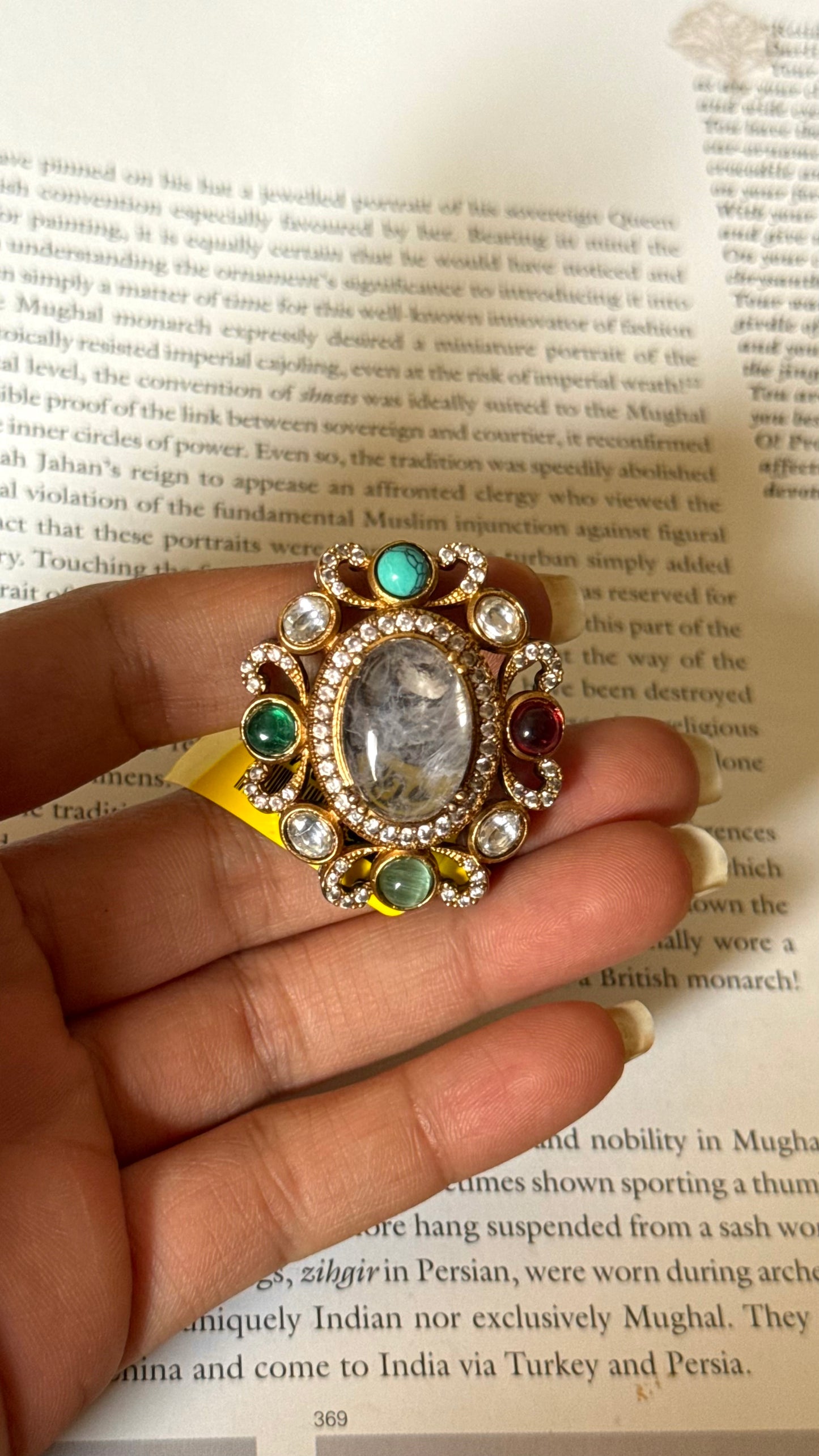 Sabyasachi inspired with real stone adjustable ring