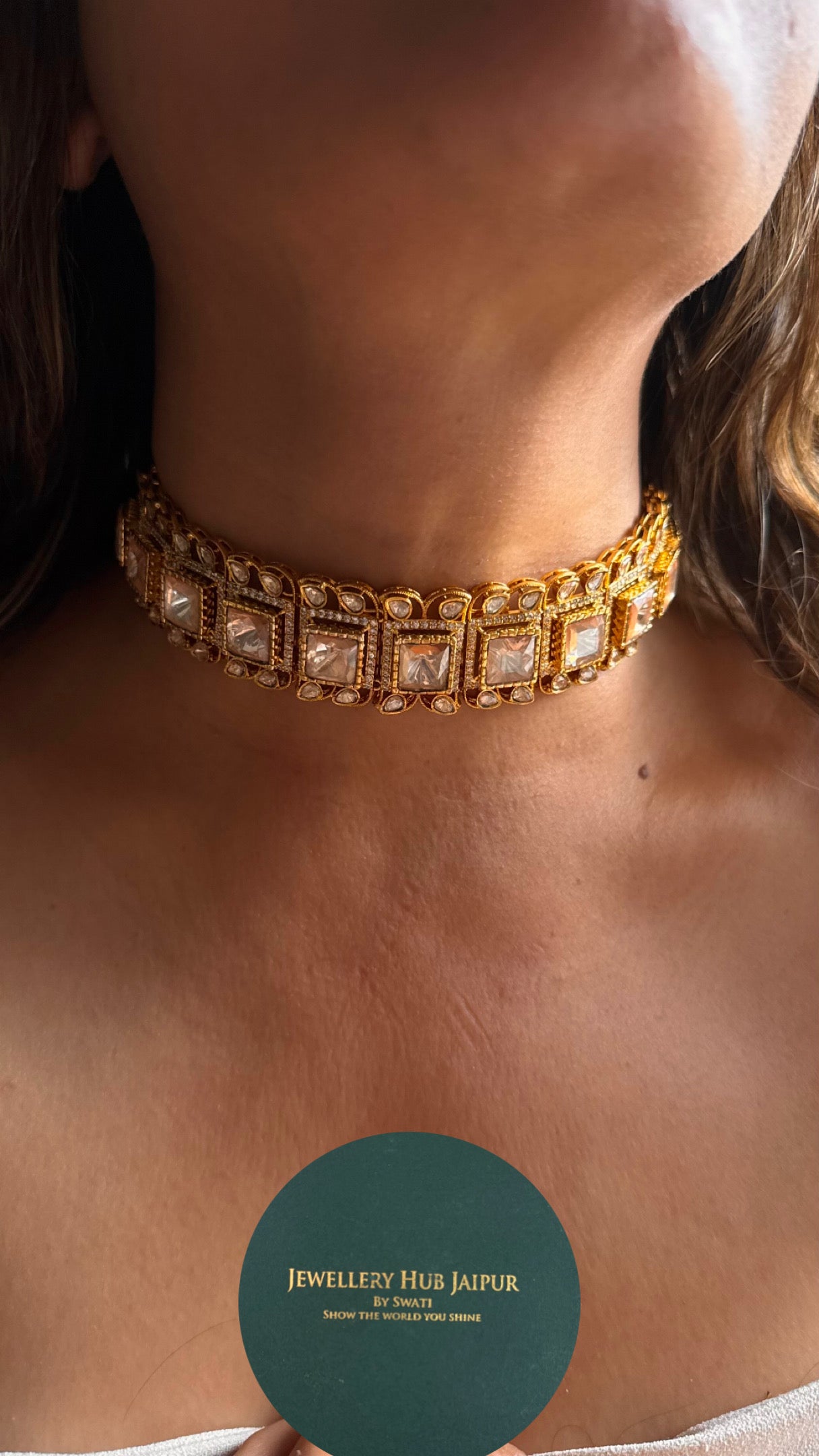 Peeli polki statement choker (gold plated)