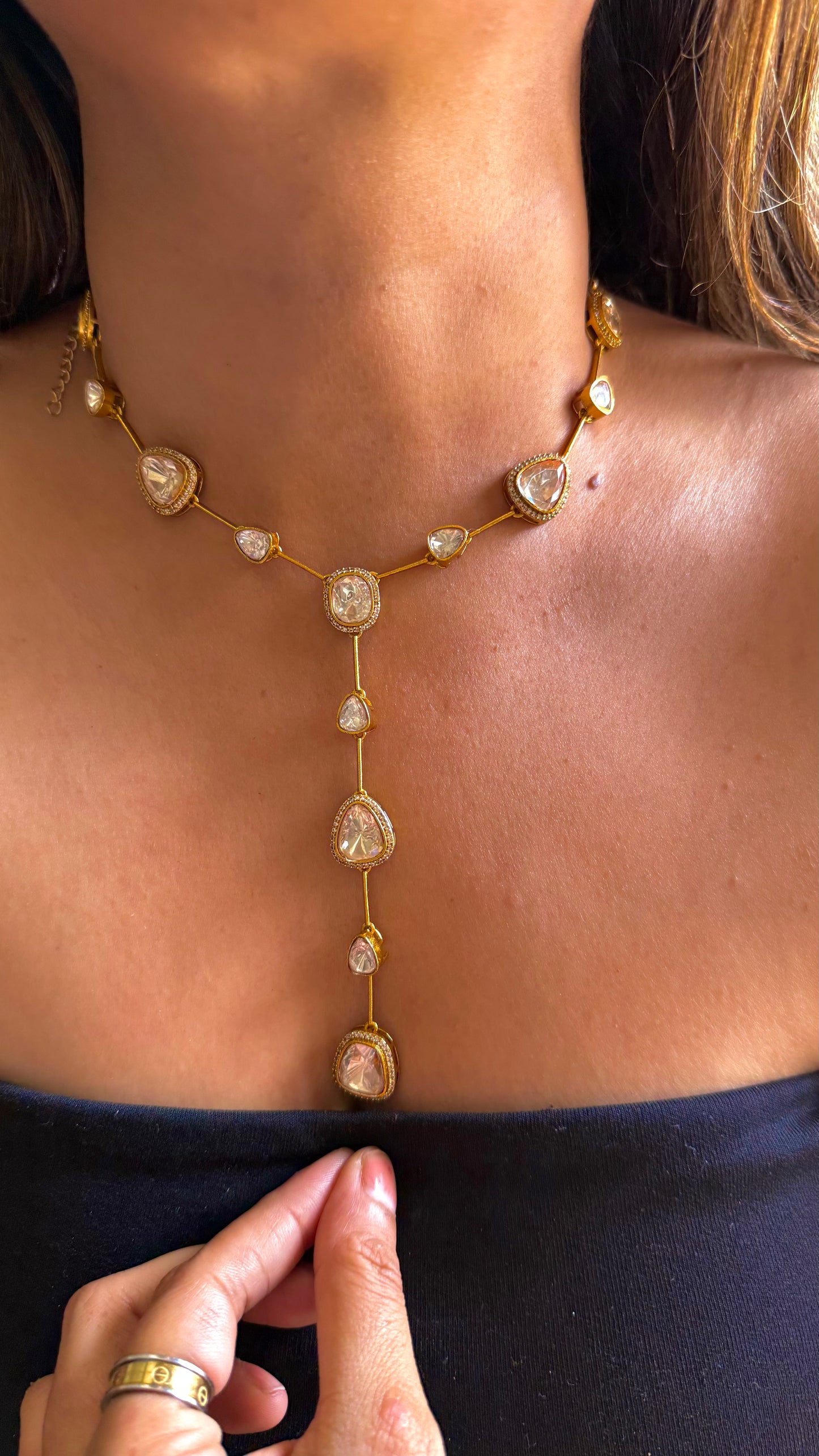Lv Polki Moissanite Designer Necklace