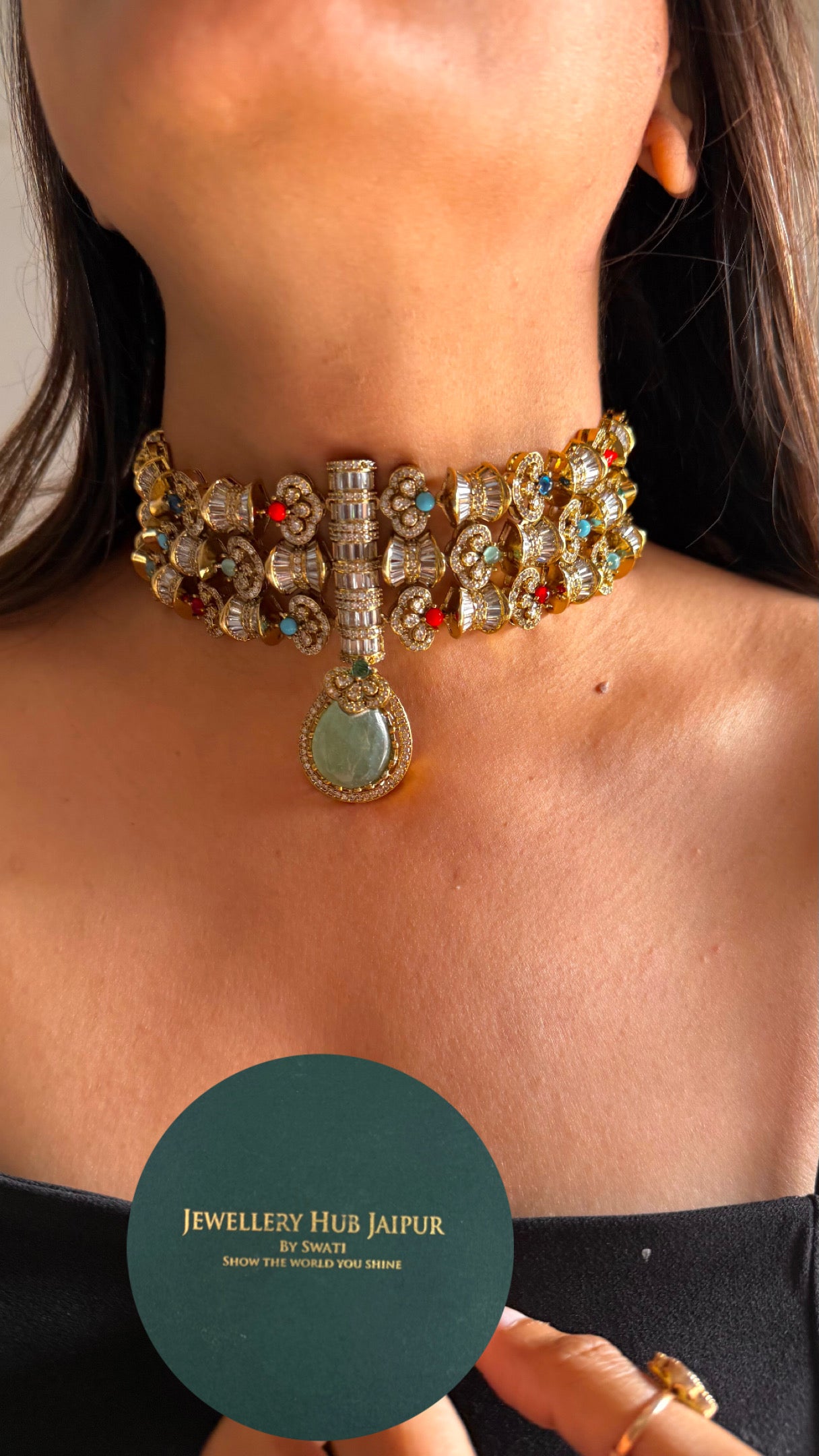 Sabyasachi inspired cocktail necklace (mint)