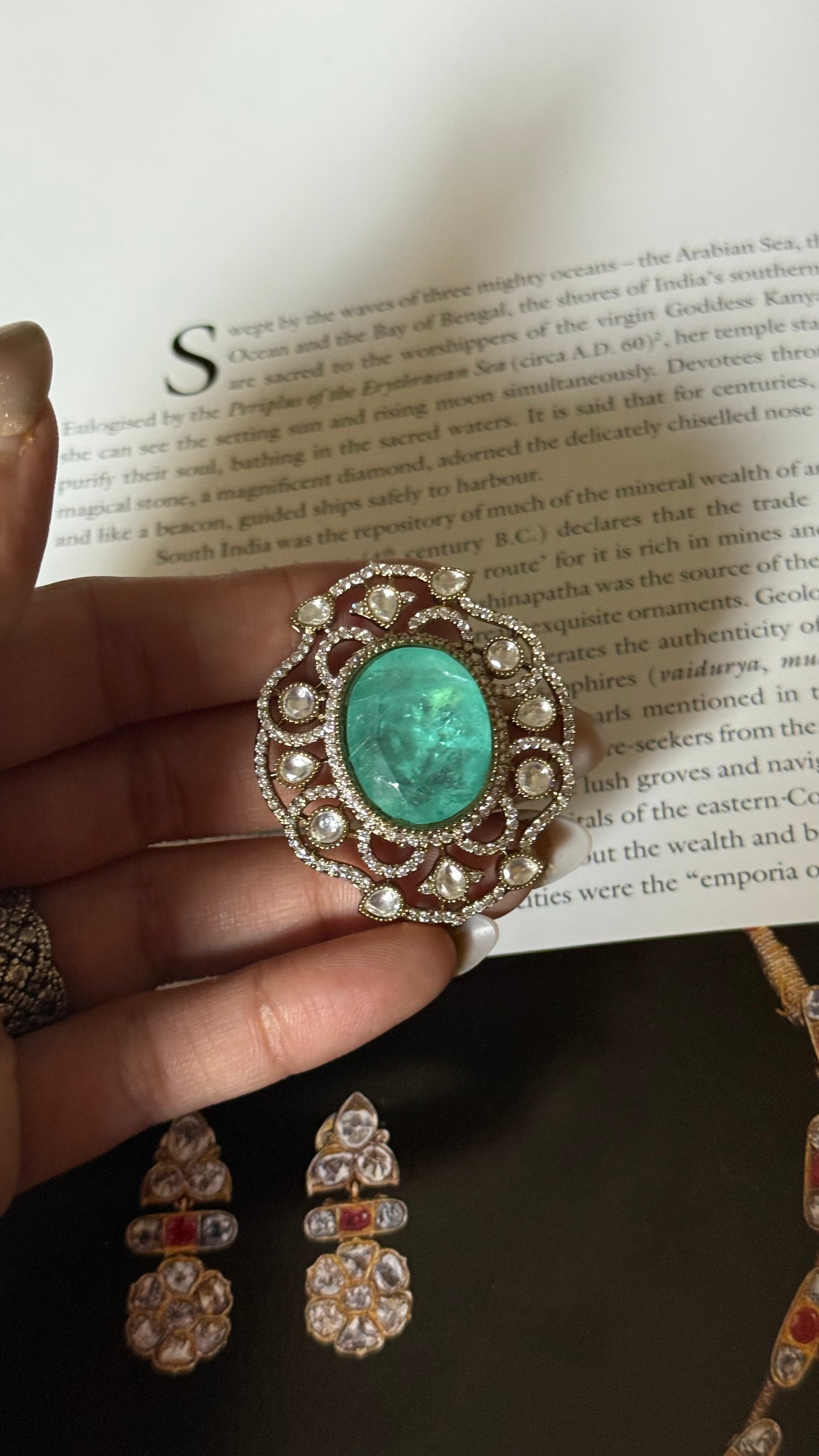 Mint Moissanite adjustable ring