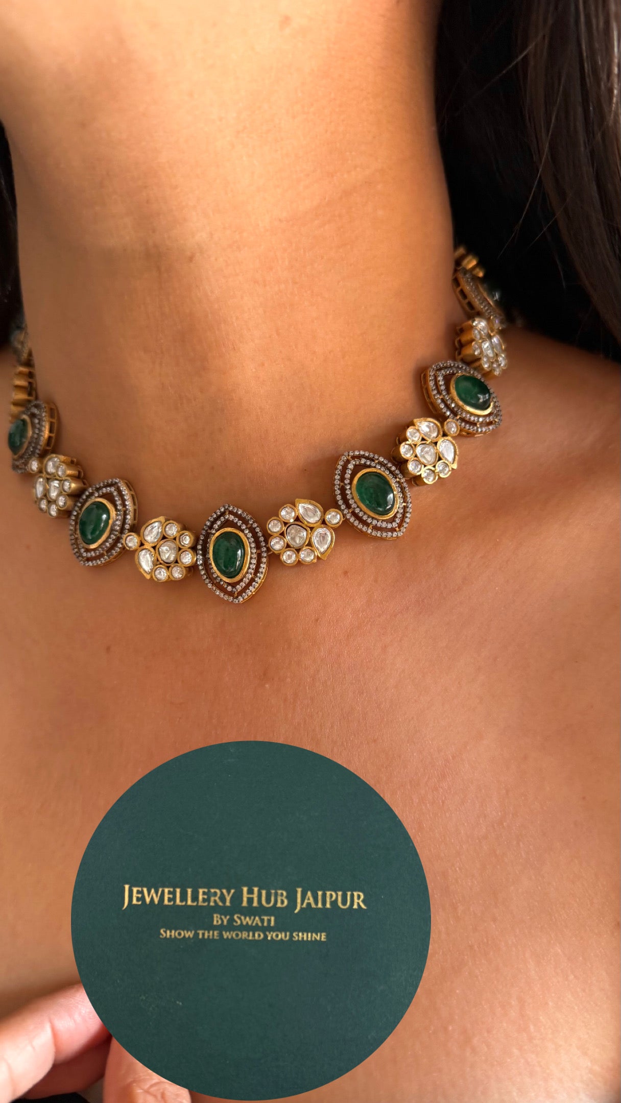 Emerald floral doublet necklace