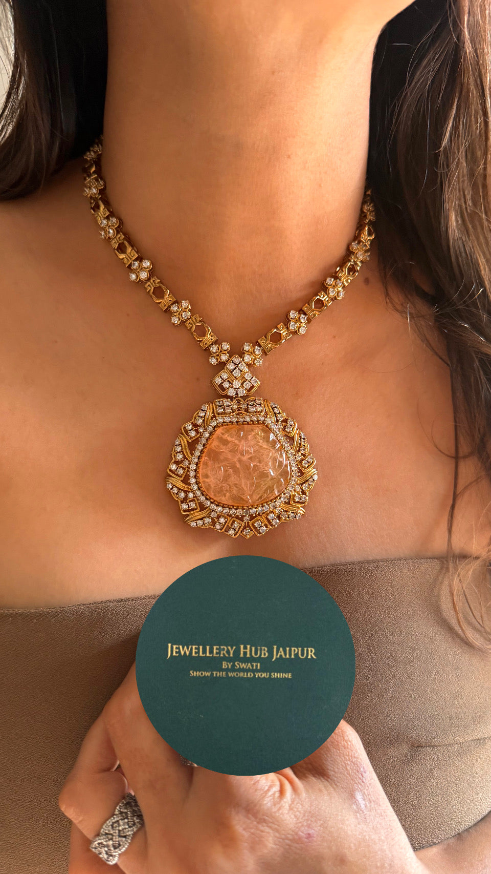 Necklace peach carving stone