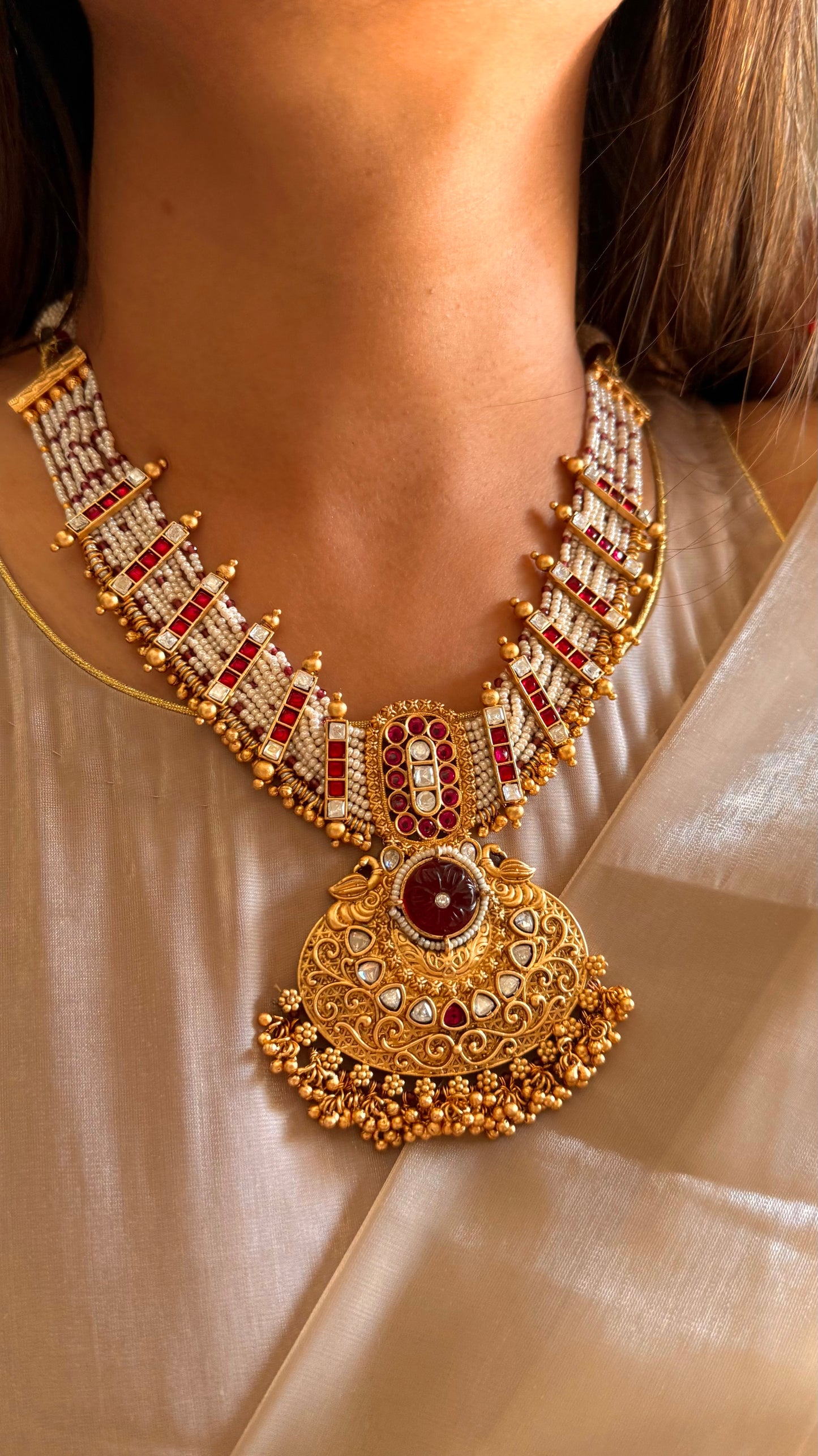 Ruby Rajwada collar necklace with earrings