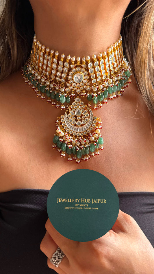 Heritage paachi kundan handmande bridal Necklace