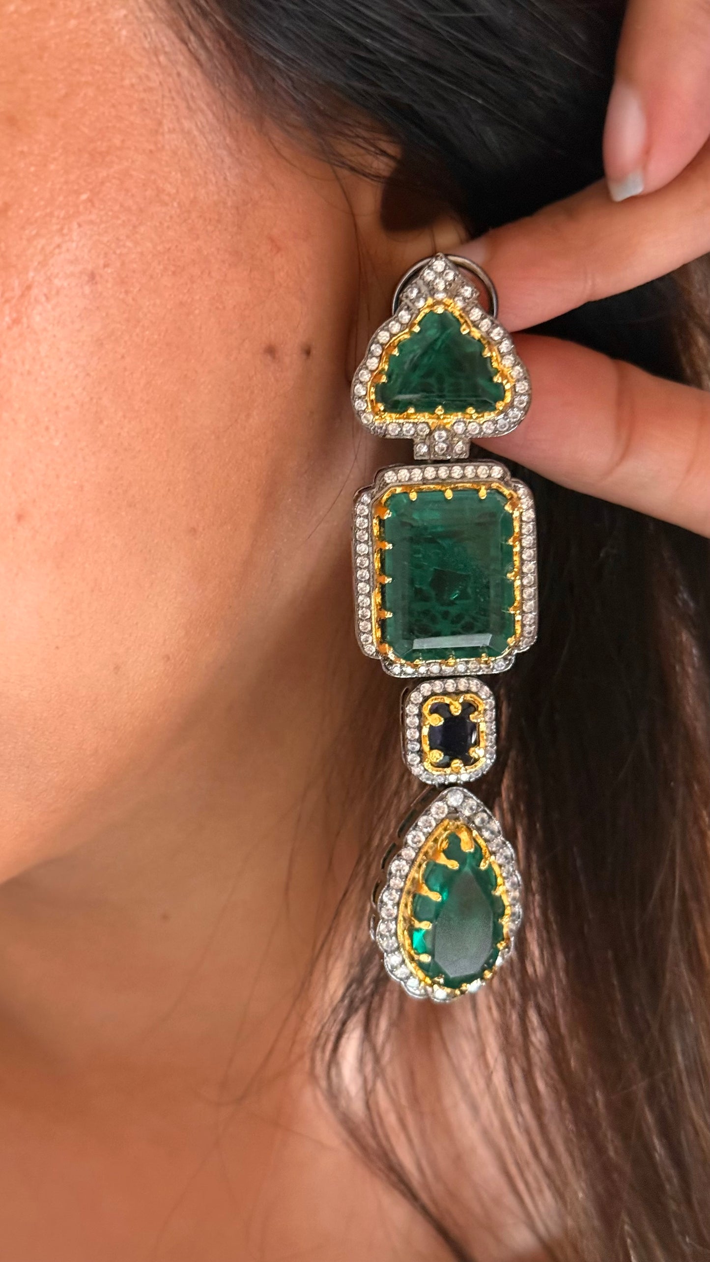 Emerald doublet  stone Earrings